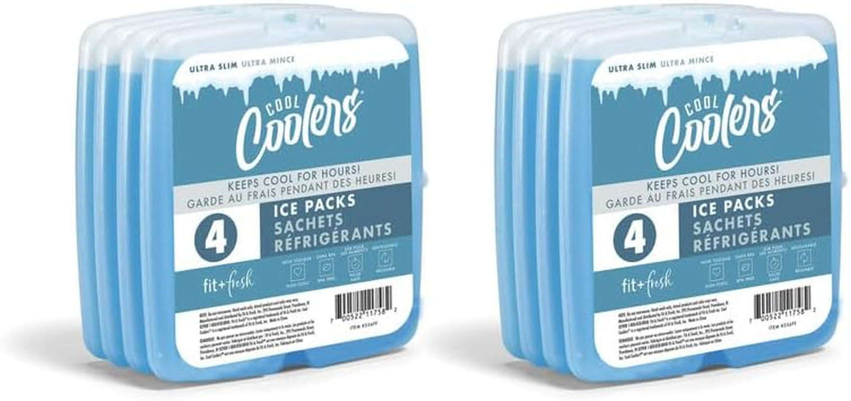 Cool Coolers by Fit + Fresh, Reusable & Long-Lasting Slim Ice Packs, Cold Packs for Lunch Boxes, Ice Packs for Lunch Bags