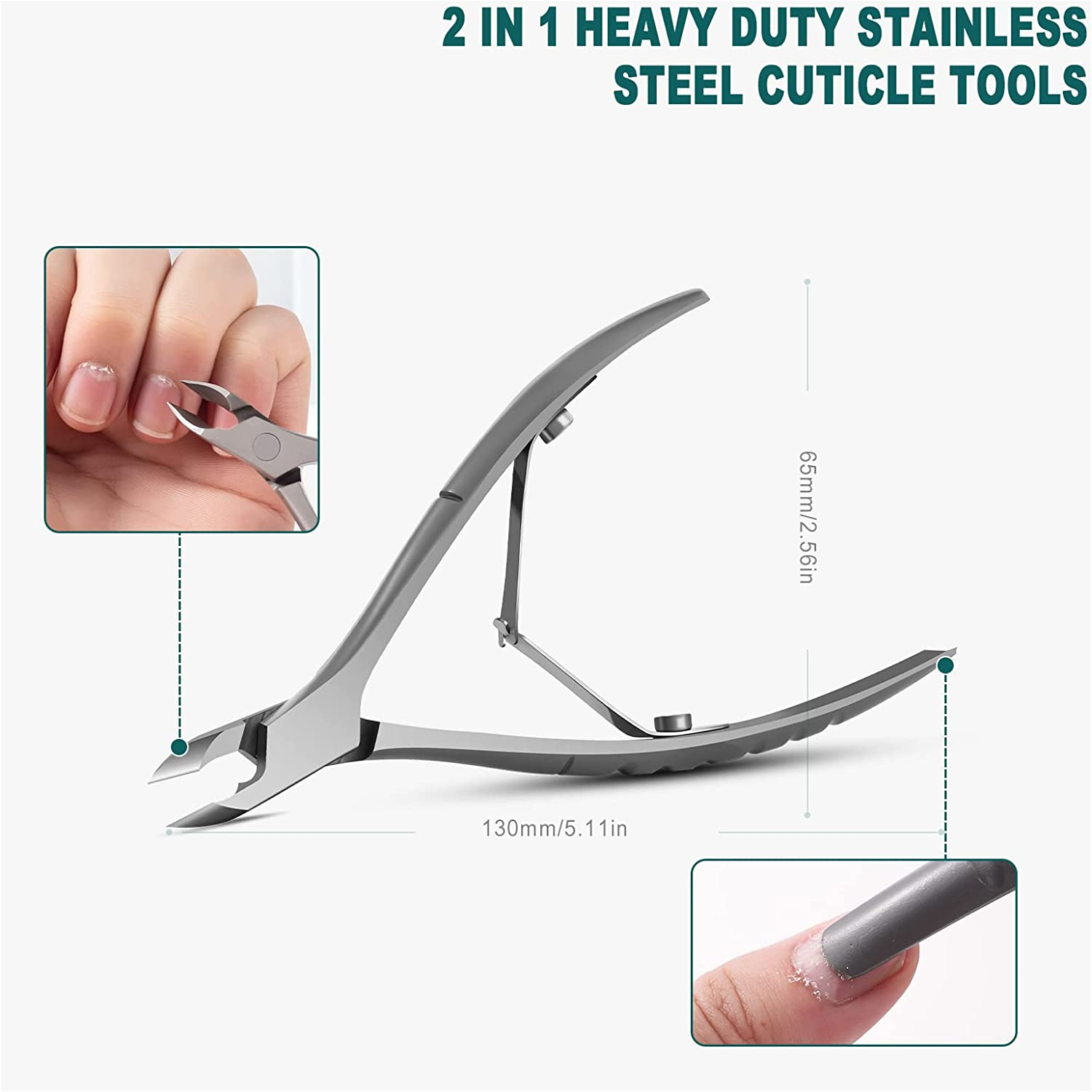 BEZOX Cuticle Clipper with Pushers &ndash; 2 in 1 Heavy Duty Stainless Steel Cuticle Trimmers Tools - Nail Nippers and Cutile Pusher &ndash; 6Mm Jaw image number 2