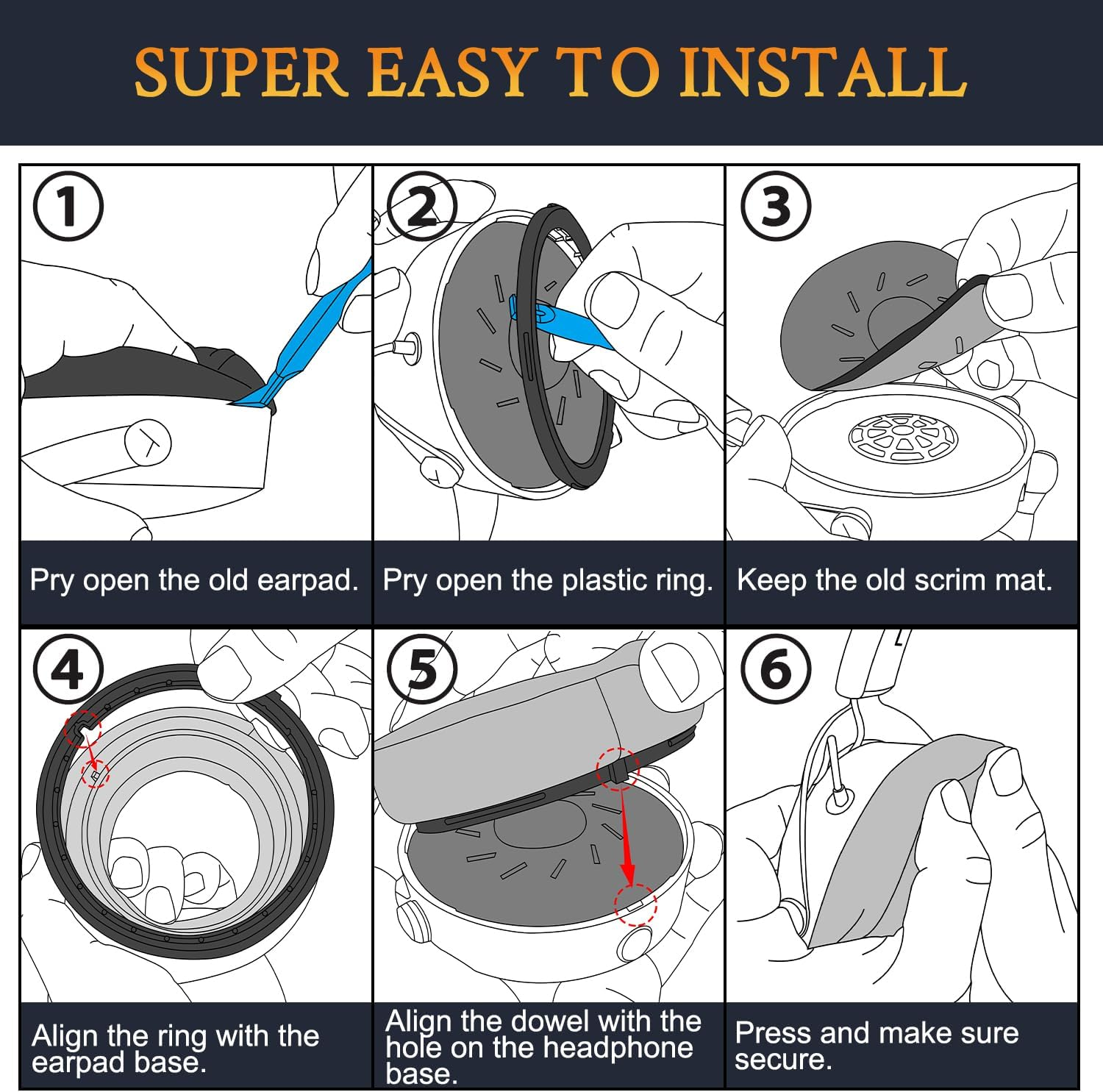 SOULWIT Replacement Earpads for Beyerdynamic DT700 Prox(Dt 700 Pro X)/DT900 Prox(Dt 900 Pro X) Headphones, Ear Pads Cushions with Breathable Ice Silk Fabric, High-Density Foam - Black image number 2