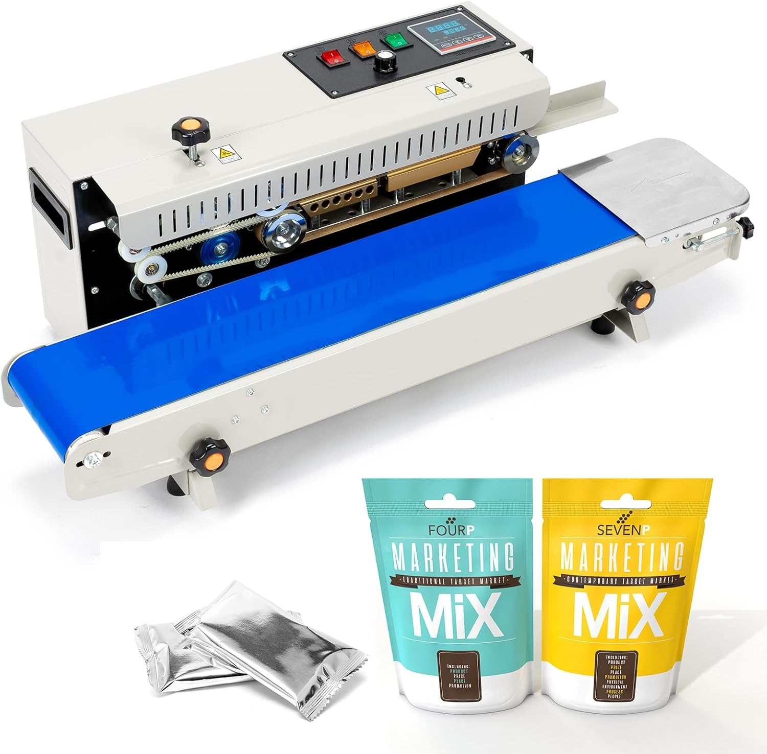 JUMEIYP Auto Bag Band Sealing Machine, Commercial FR-900 Horizontal Continuous Plastic Bag Sealer with 0-12M/Min Adjustable Sealing Speed image number 4