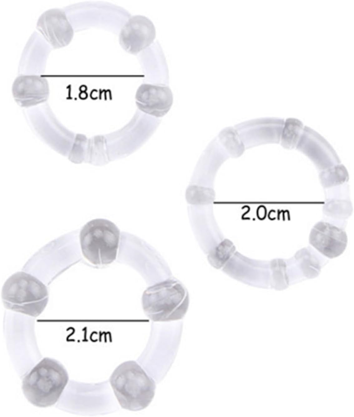 Silicone Soft Ring Set for Men with 3 Different Sizes, Beaded Cock Ring for Delayed Ejaculation, Penis Enhancement Erection Aid Sex Toy (Mix) image number 3