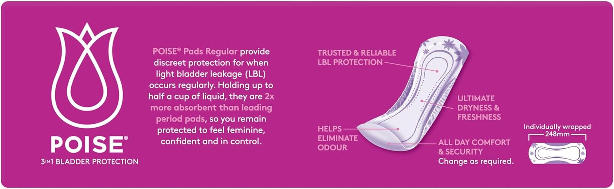 Poise Incontinence Pads for Bladder Leaks, Regular (32 Count) image number 6