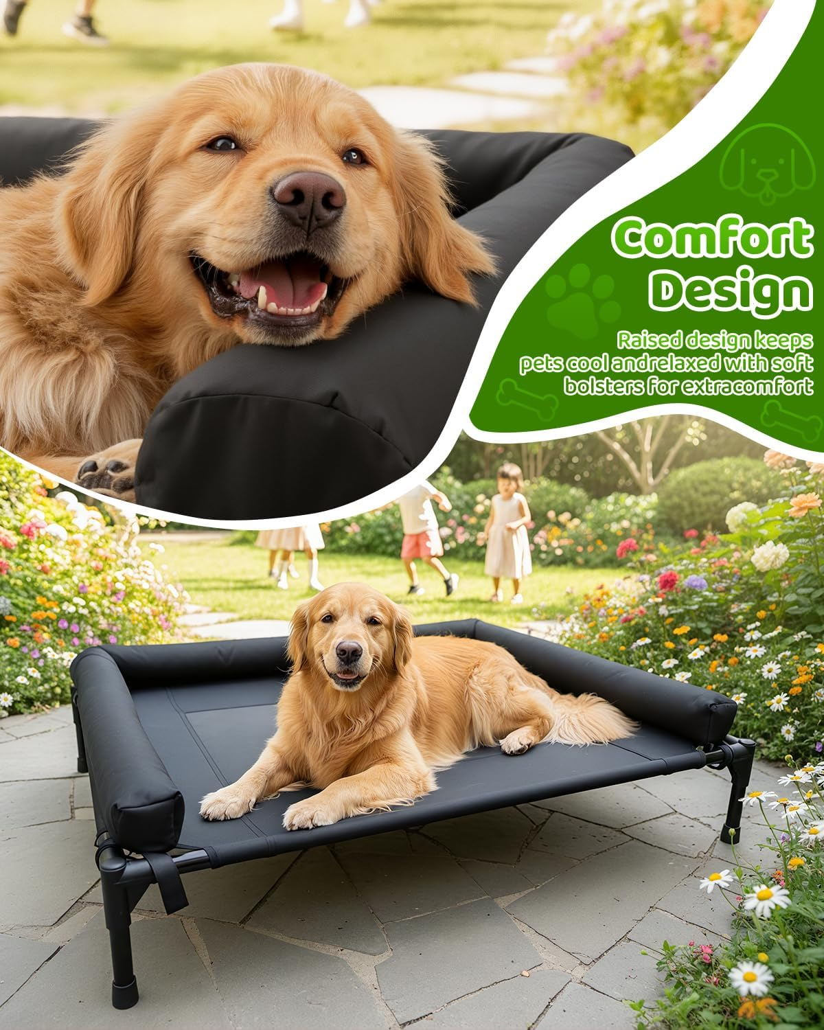 STORM HERO Elevated Dog Bed - Raised Dog Beds for Medium Large Dogs, Durable XL Dogs Cat Pet Hammock Bed with Skid-Resistant Feet, Breathable & Washable Mesh Puppy Bed for Indoor and Outdoor