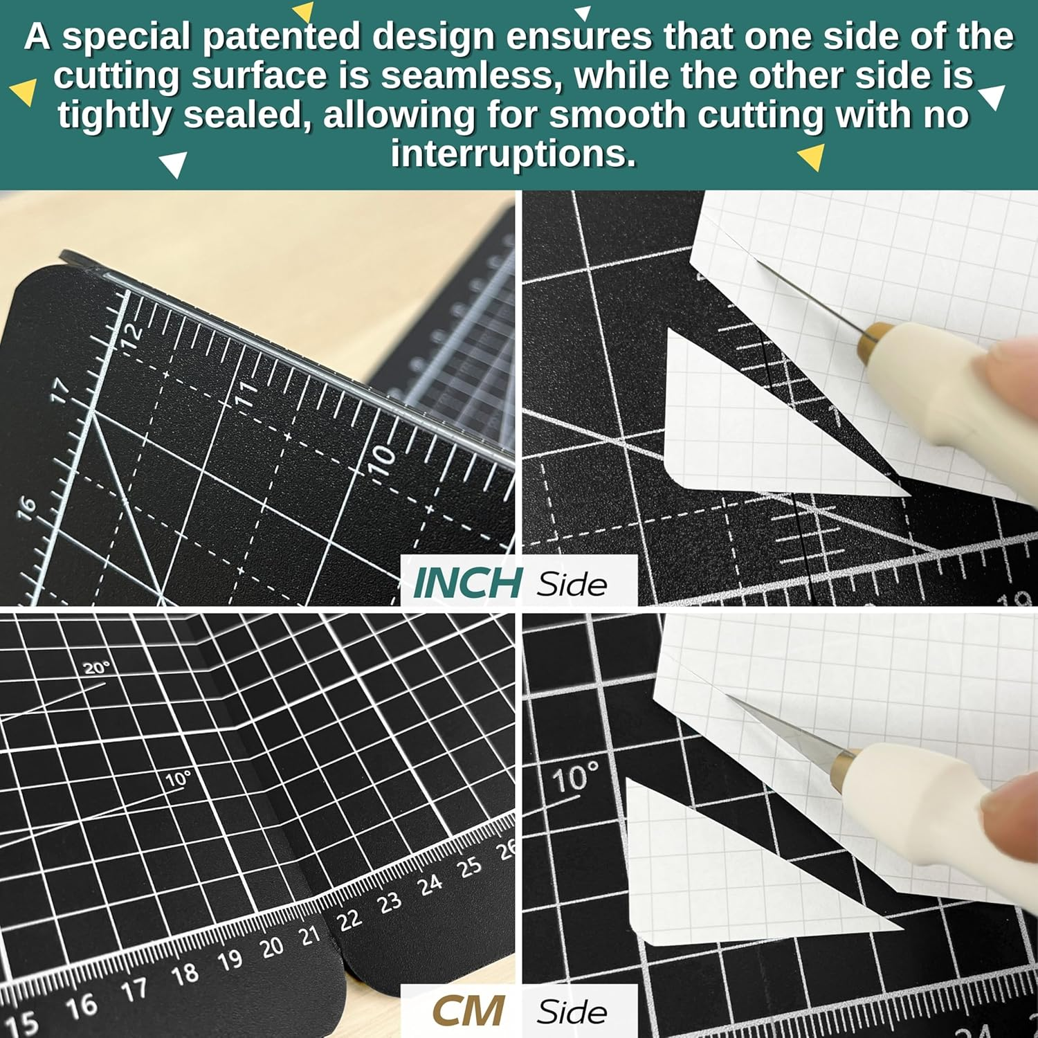 Imat Flip Cutting Mat M Type &ndash; Foldable to A4-Like Size (24&times;35 Cm), Expands to 96&times;35 Cm, Double-Sided (Inches/Cm Scale), Ideal for Craft Projects (Ash Grey) - Ash Grey image number 2