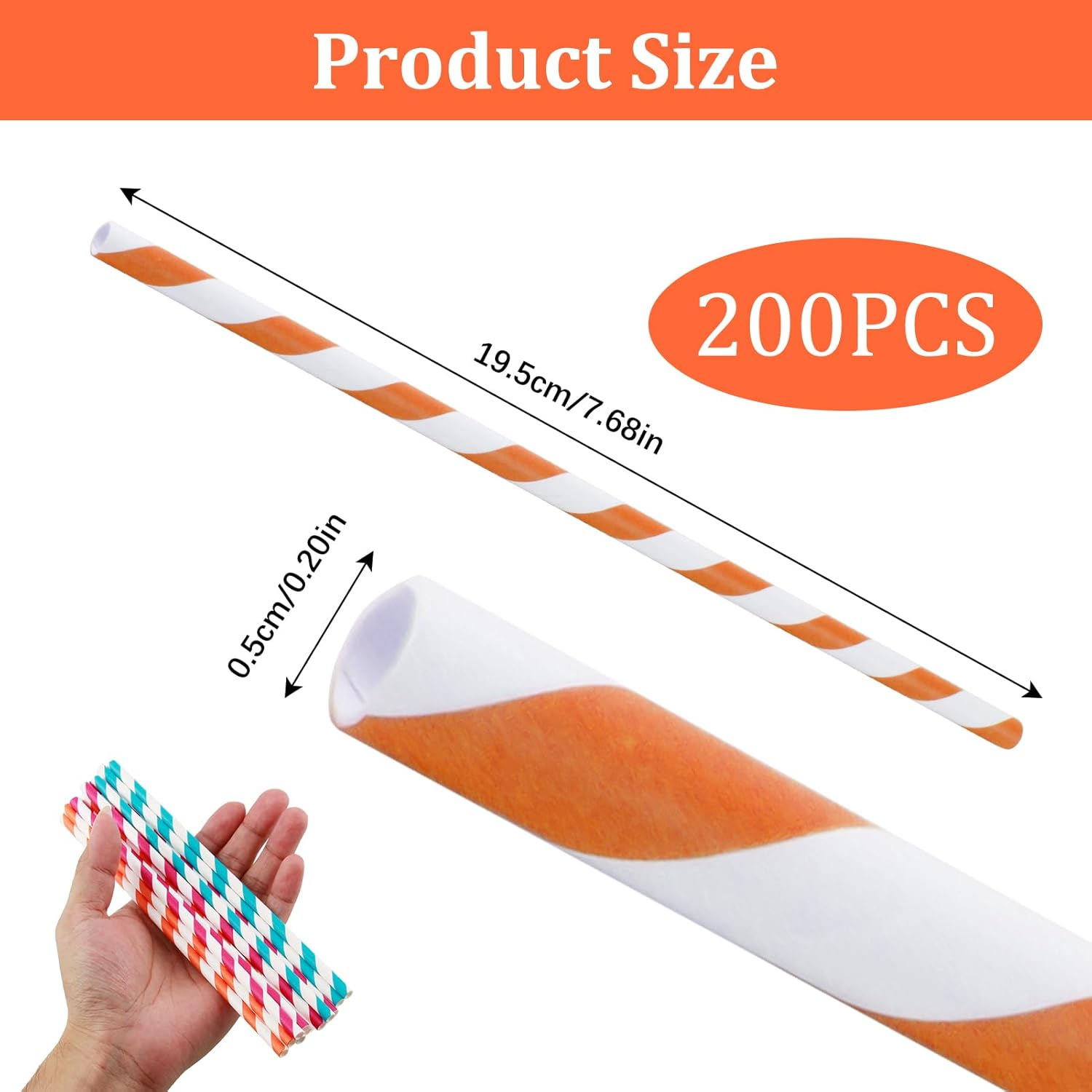 Bushhaven 200 Count Bulk Biodegradable Paper Straws in Assorted Colors, Plastic Free Eco-Friendly Straws for Parties, Celebrations, Events, Cocktails, Juice, Smoothies, Milkshakes, Coffee and Soda image number 5