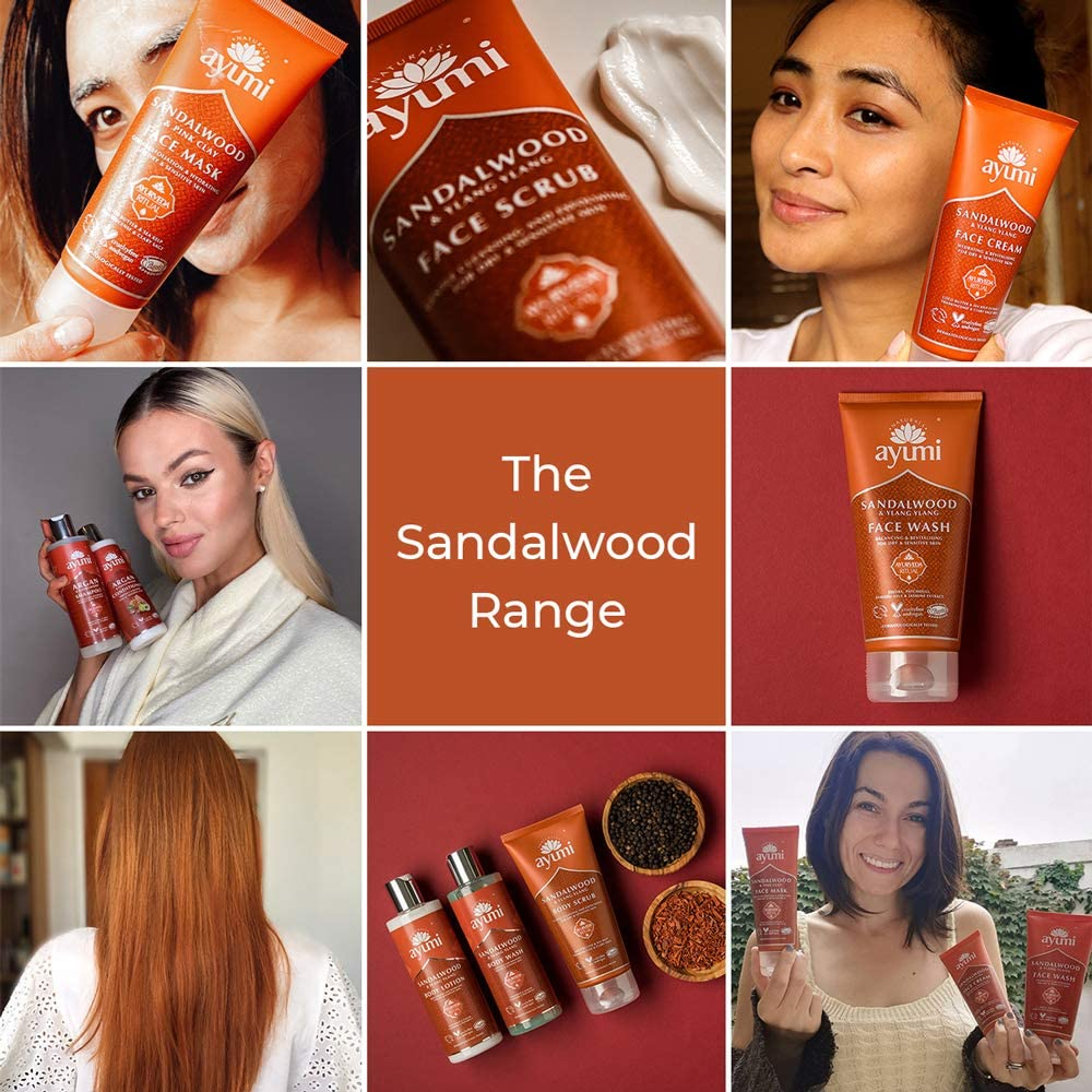 Ayumi Sandalwood & Pink Clay Face Mask. Vegan, Cruelty-Free, Dermatologically-Tested, 3 X 100Ml image number 5