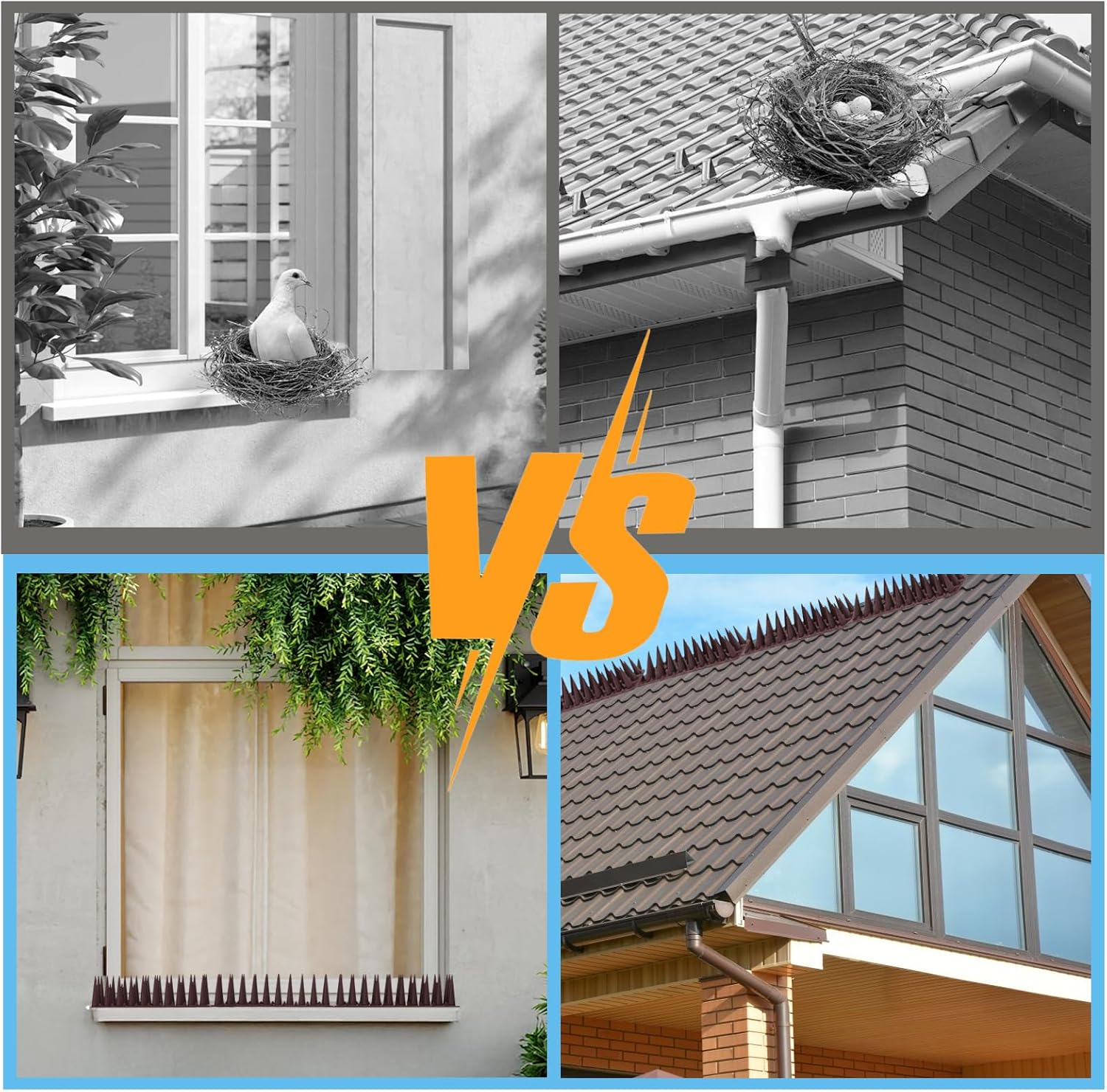 24 Pack Bird Spikes, Outdoor Bird Deterrent Fence Spikes Pigeon Spikes Used to Prevent Birds or Animals from Approaching for Garden Fence Wall Railing Roof (Brown) image number 4