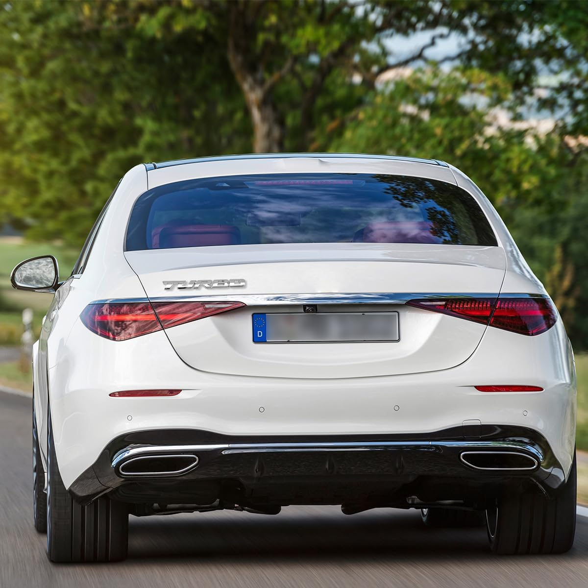 2PCS Turbo Car Emblem Decal, 3D Metal Fender Logo Badge Sticker, Zinc Alloy Auto Front Hood Side Body Emblem Sticker, Universal Exterior Decor Car Accessories for SUV Truck (Silver) image number 1