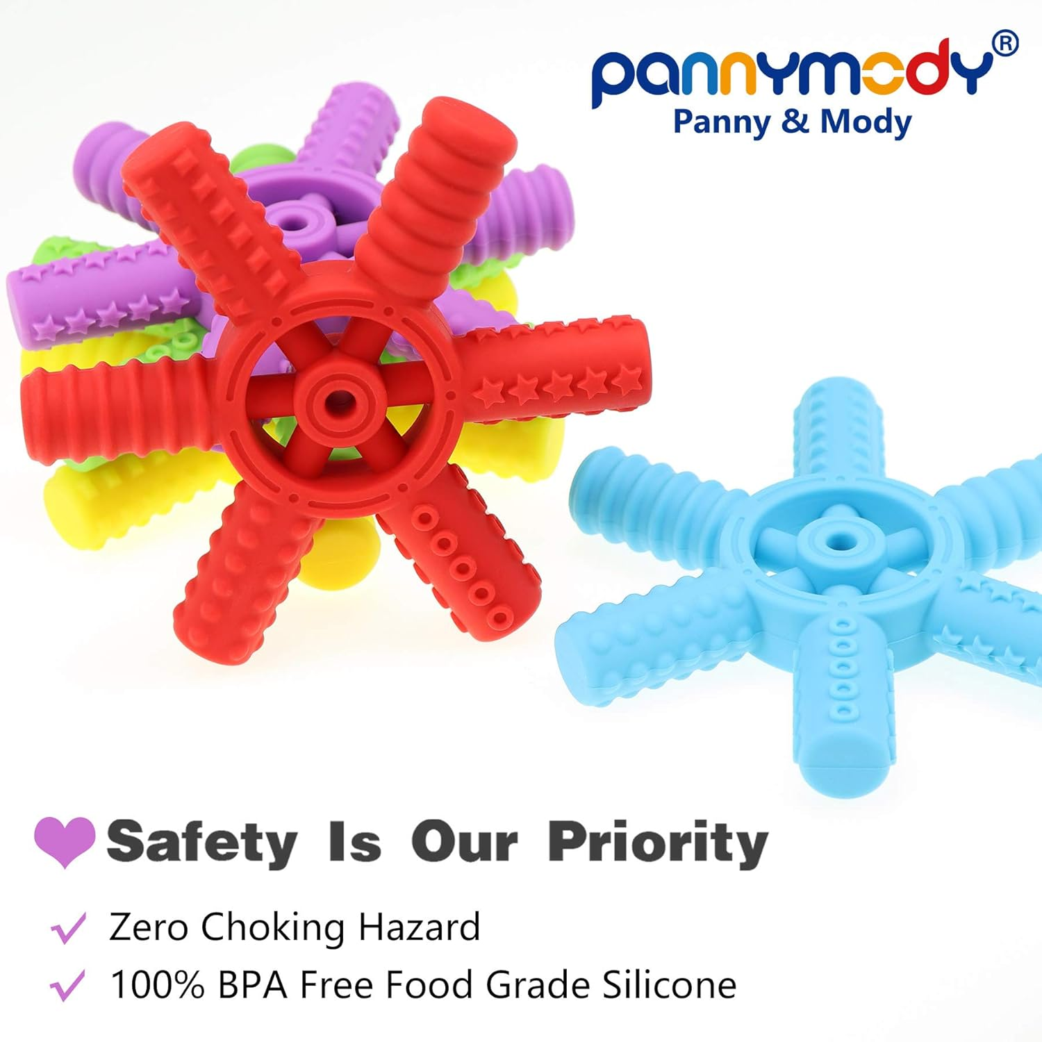 Panny & Mody Silicone Rudder Teether, Sensory Chew Toy with 6 Different Textures, Perfect Chewable Toys for Kids Boys and Girls with ADHD, SPD, Teething, Autism, Biting Needs(Green) image number 4