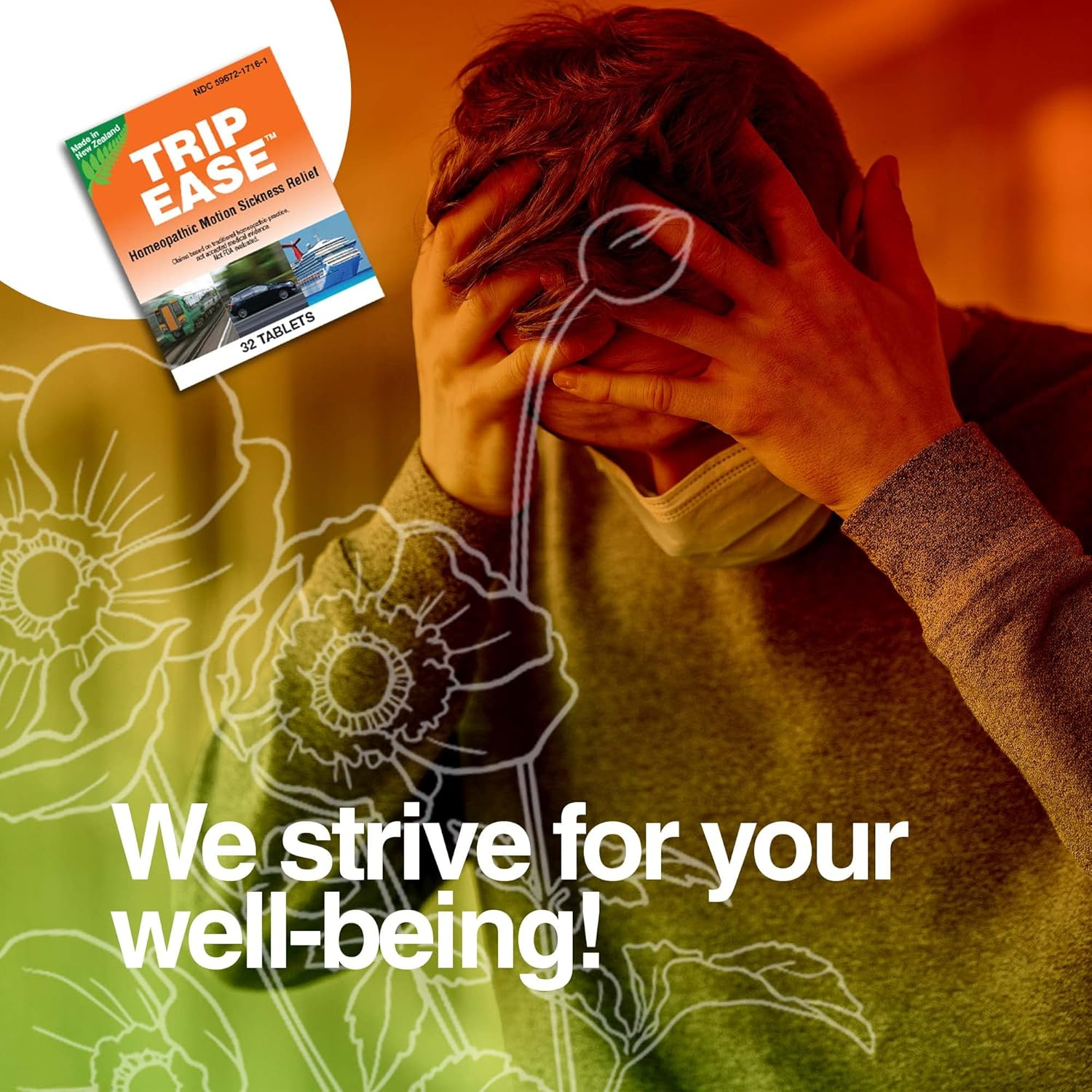 Trip Ease &ndash; Homeopathic Travel Support Tablets, Cruise Essentials for Car, Boat & Airplane Journeys (32 Tablets) image number 4