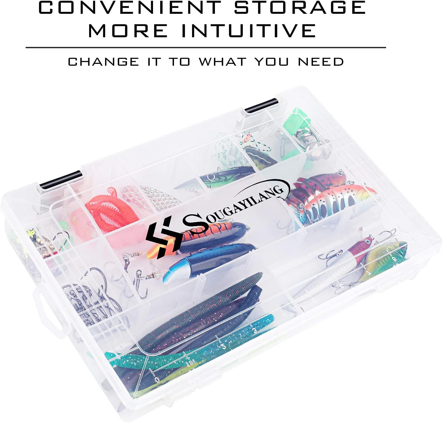 Sougayilang Fishing Tackle Boxes - 3600 3700 Plastic Storage Organizer Box with Removable Dividers - Fishing Tackle Storage - 4 Packs 3600 Transparent Tackle Trays image number 5