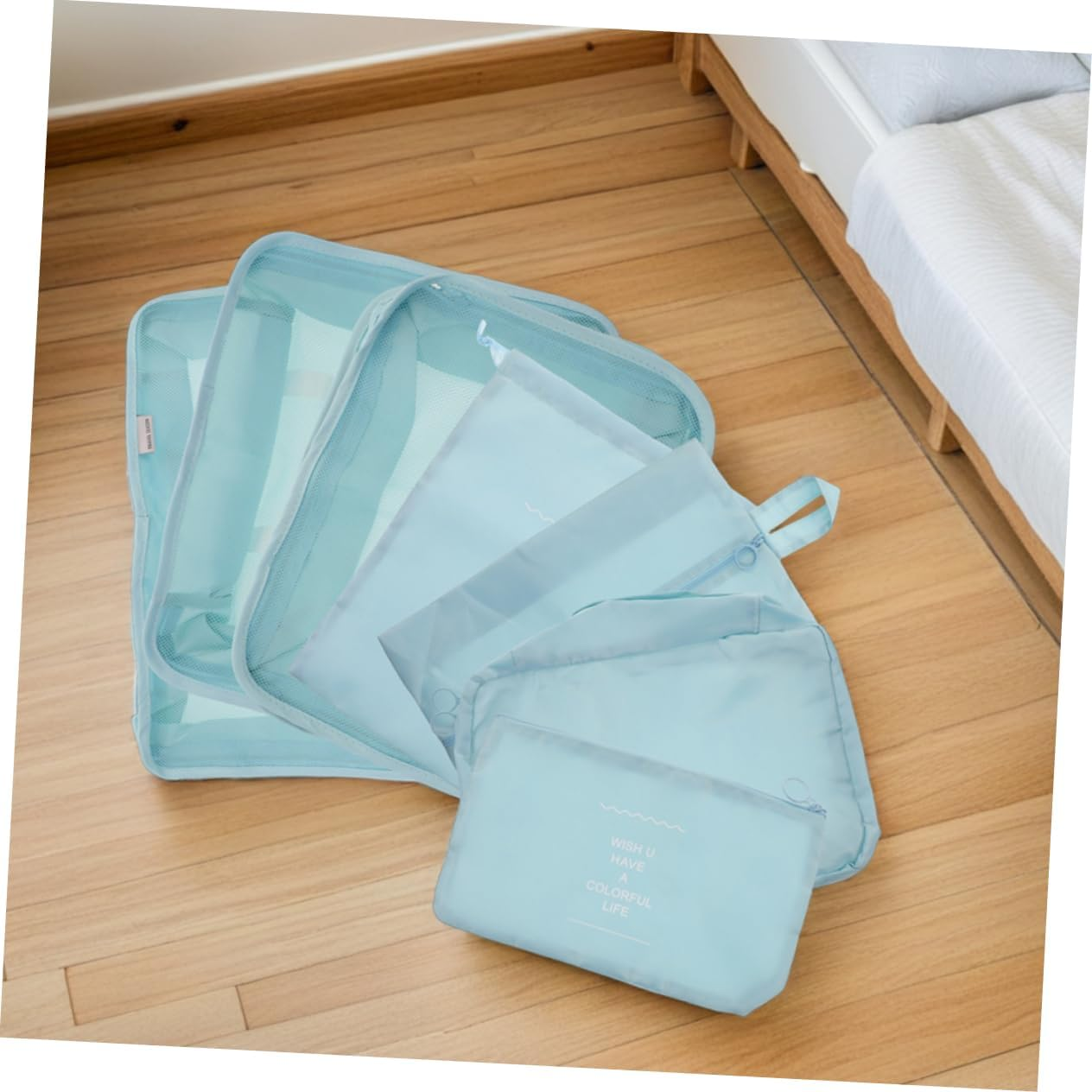 LIFKOME 14Pcs Travel Storage Bag Set Compression Packing Cubes Luggage Packing Organizers Space-Saving Cubes for Travel Shoe Packaging Bag image number 4