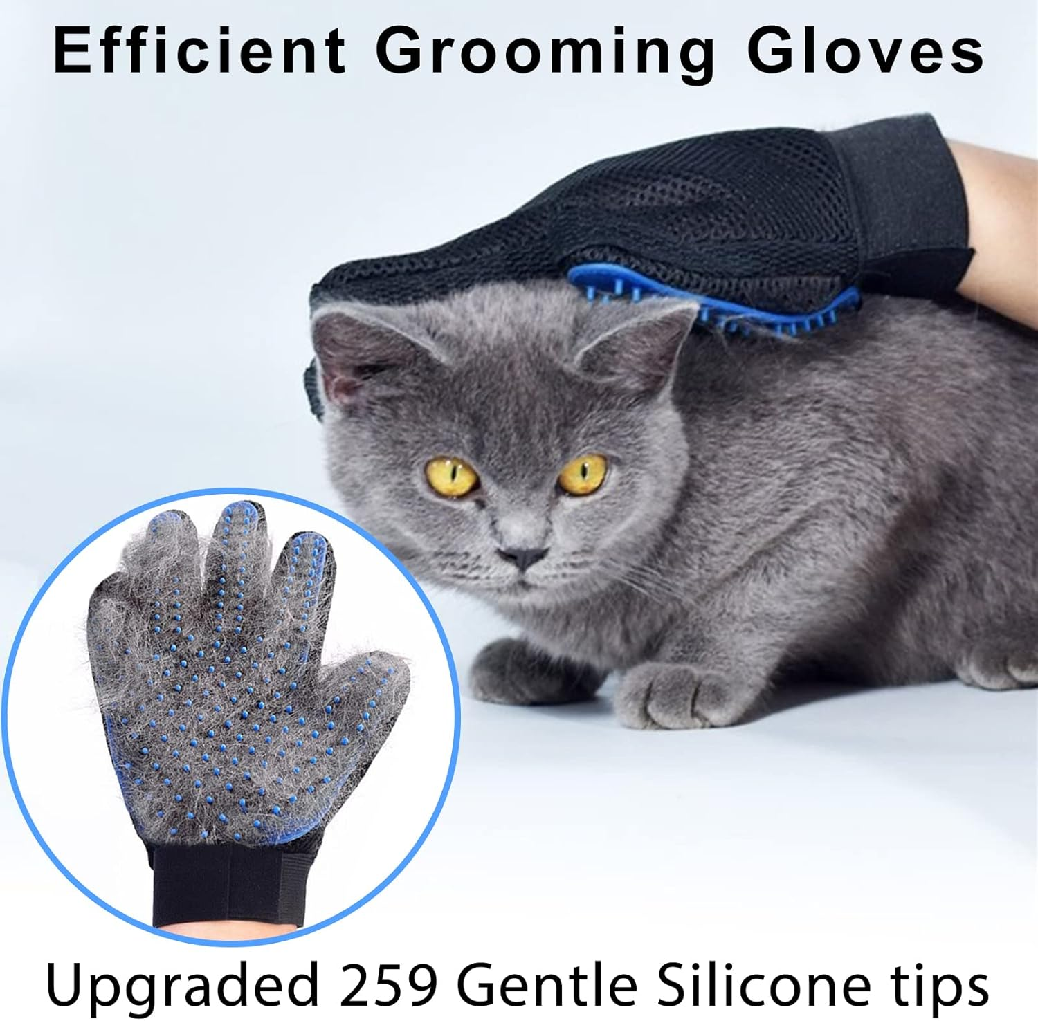 GJEASE Cat Grooming Glove Brush,Pet Hair Remover Tool,Reusable Dog Hair Fur Remover for Carpet,Furniture,Couch,Clothes,Eco-Friendly and High Efficiency