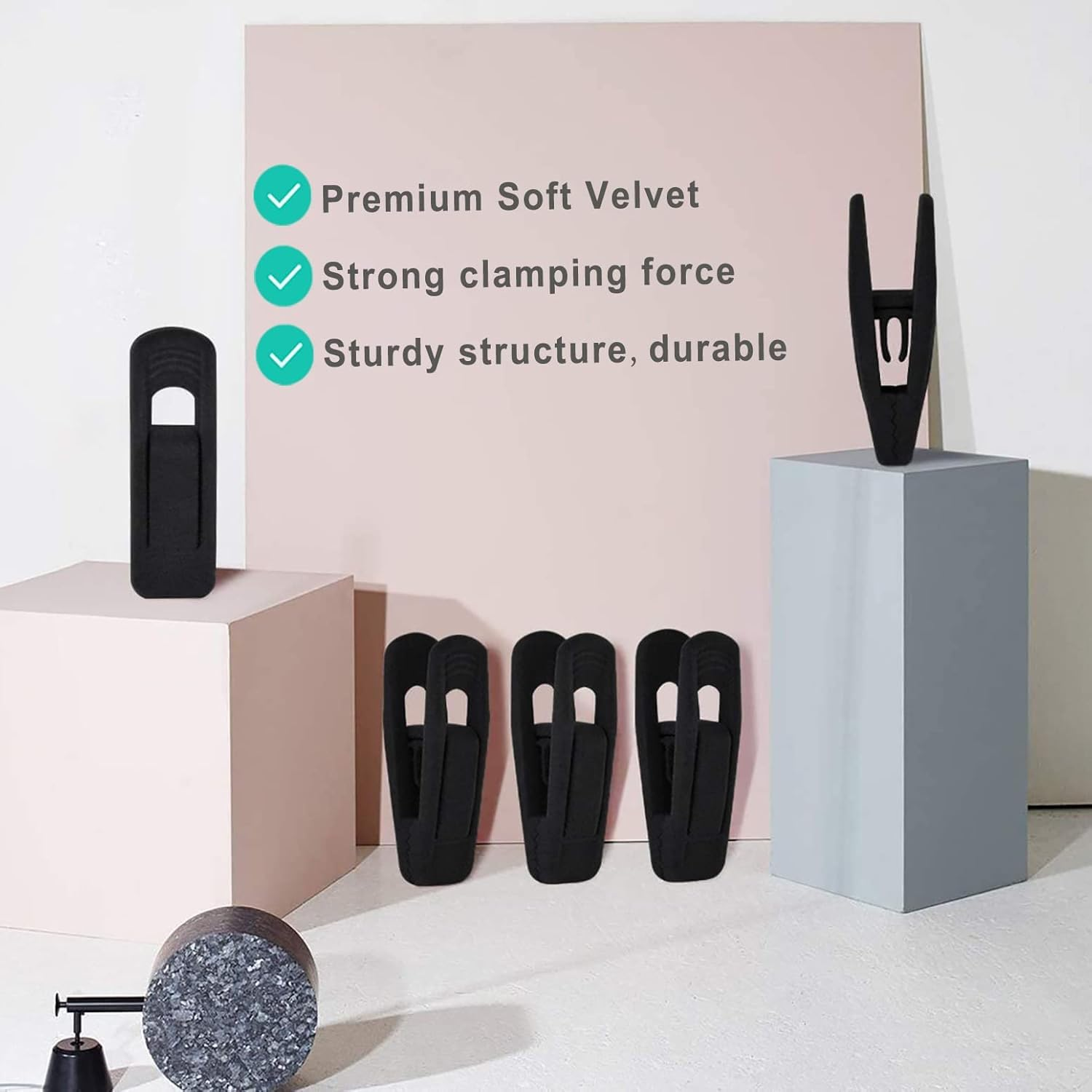 50 Pack Velvet Hangers Clips, Non-Slip Skirt Hanger Velvet Clips for Velvet Hangers, Strong Finger Clips Perfect for Thin Velvet Hangers Skirt Pant Suit Clothes, Velvet Baby Hangers Clips (Black) image number 5