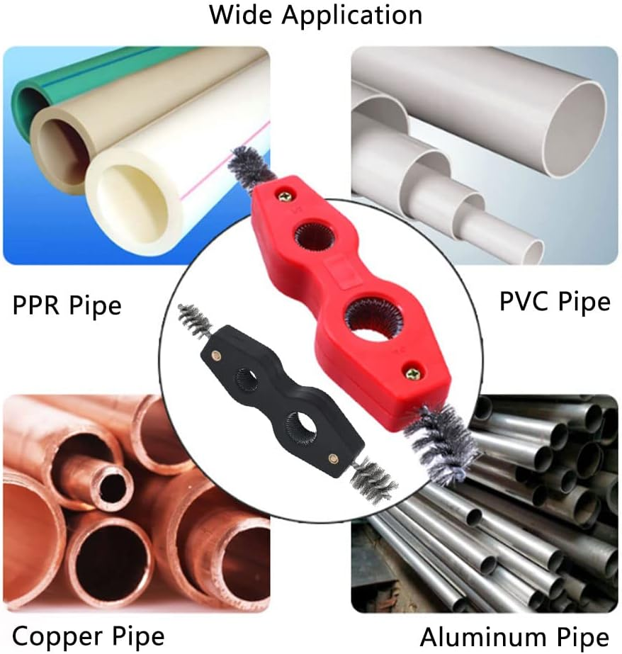 Pipe Cleaner, 4 In1 Copper Pipes Double Head Cleaner Brush Deburrer & Rust Brush image number 5