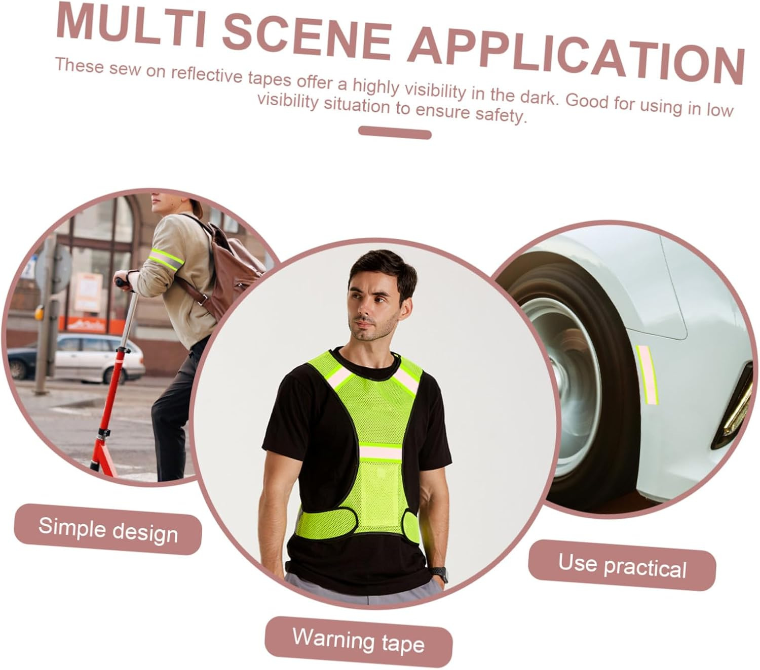 Ipetboom Fluorescent Green Reflective Fabric Tape High Visibility Webbing Strip for Clothing Safety Crafting and Outdoor Use image number 6