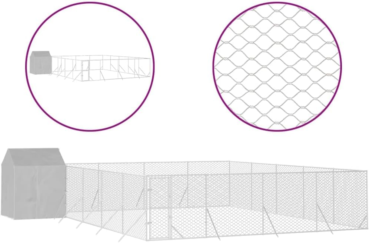Outdoor Dog Kennel with Roof 10X10X2.5 M Galvanised Steel Pet Shelter Enclosure image number 3