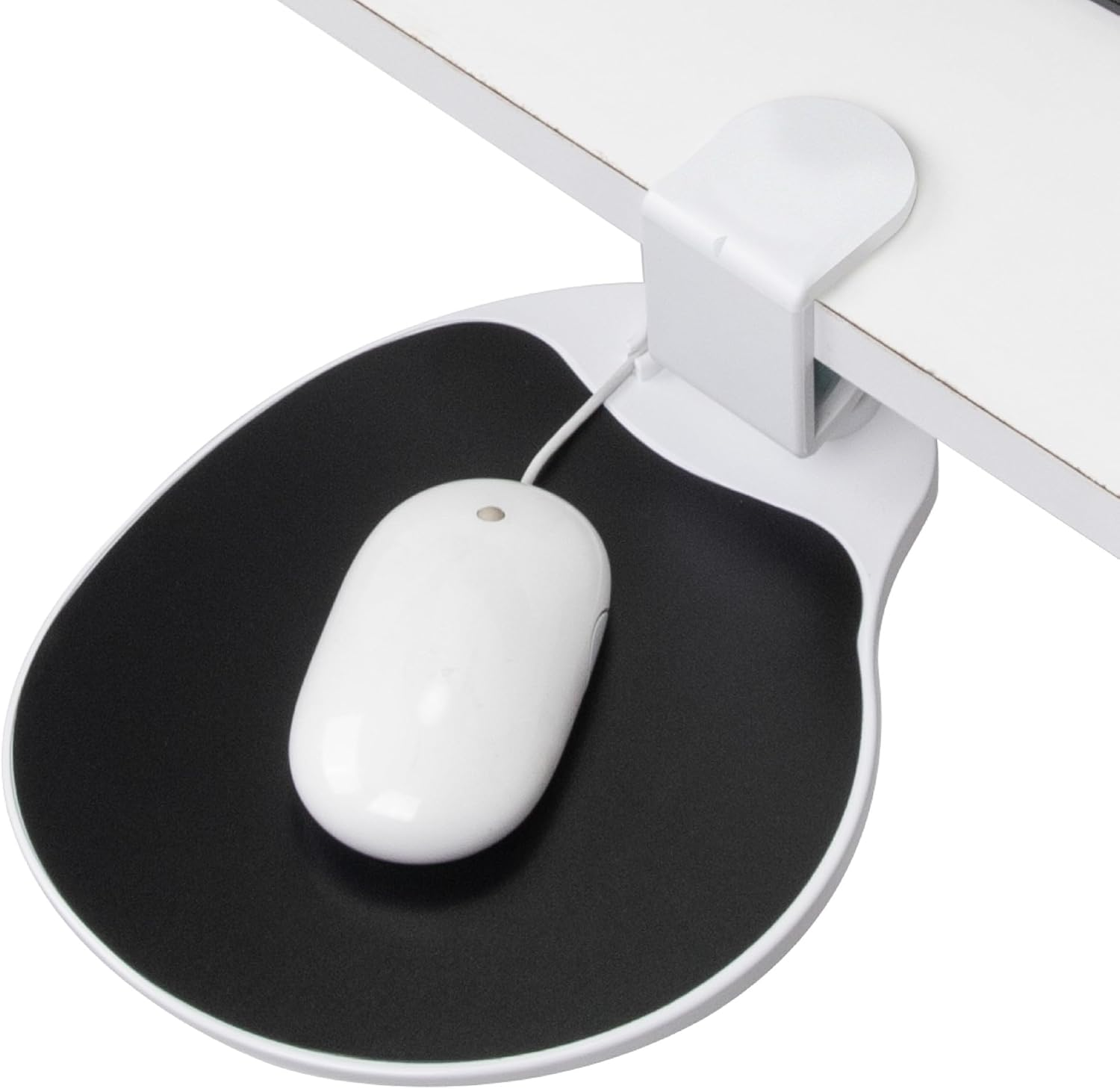 EHO Under-Desk Mouse Platform/Clip on Mouse Pad Rotating 360 Degree, Ergonomic Mouse Tray Attachment, Office Mouse Pad, Slide Out Mouse Tray Black