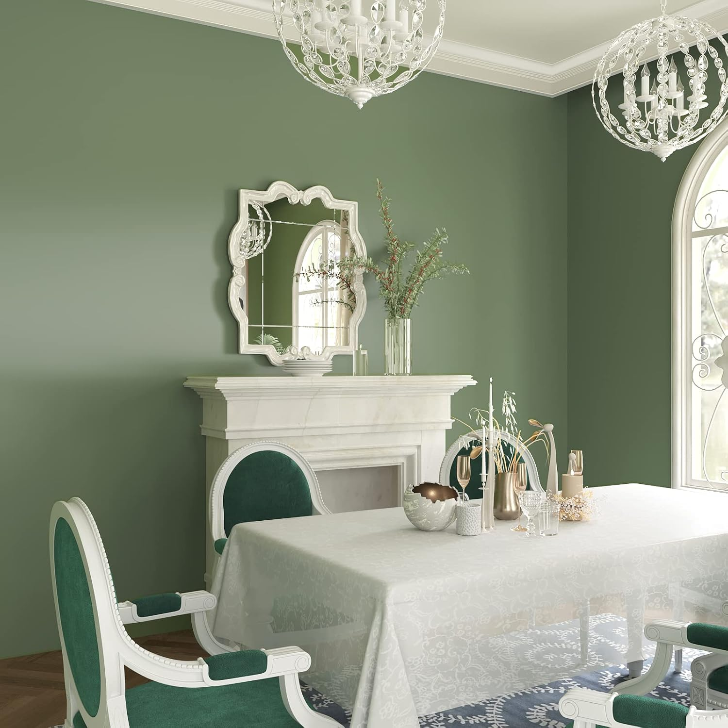 Varypaper Matt Green Wallpaper 81Cm&times;9M Contact Paper Peel and Stick for Living Room Washable Vinyl Cabinet Cover Sticky Back Plastic Kitchen Worktop Covering Cupboard Lining Paper Bedroom Furniture image number 2