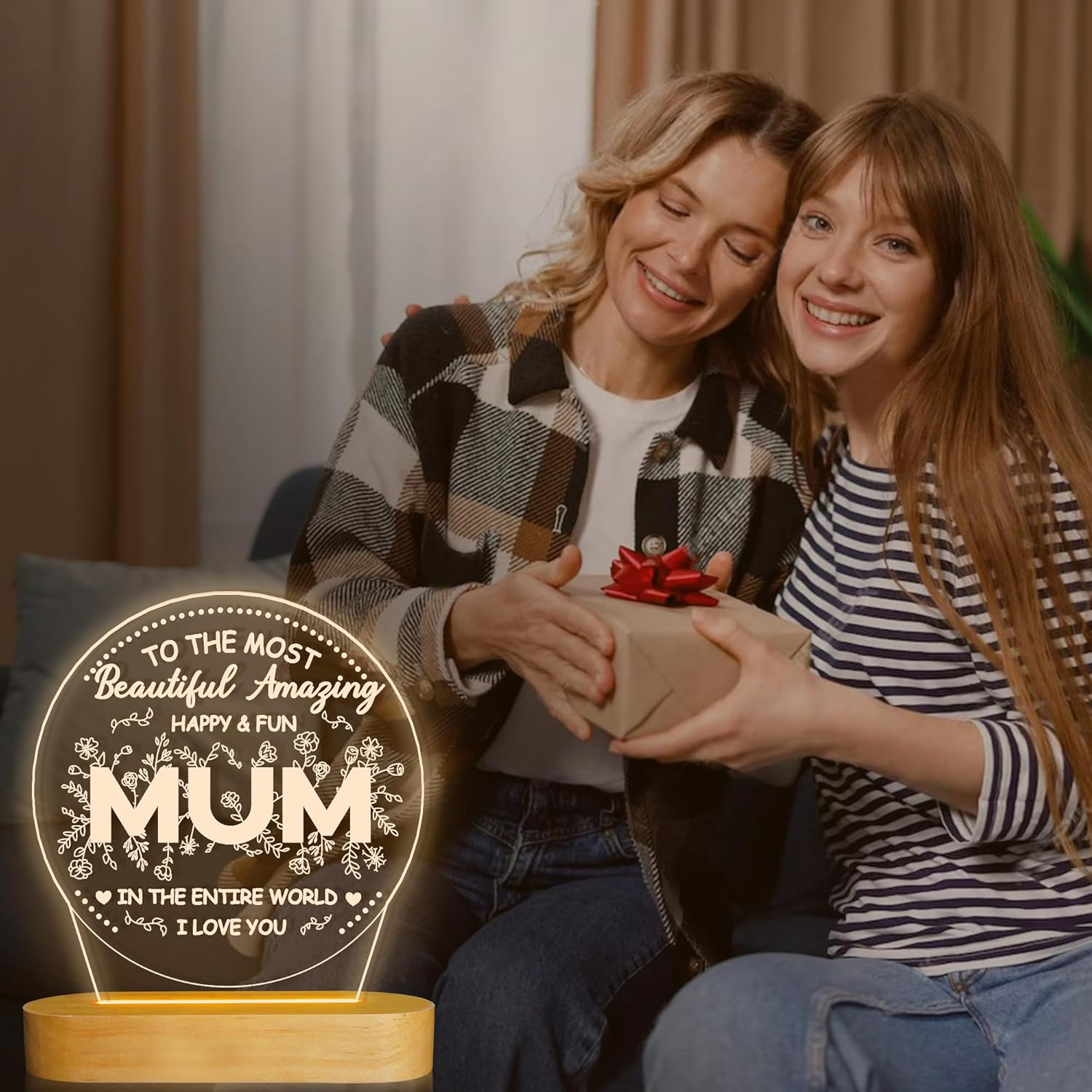Gifts for Mum from Kids, I Love You Mom Night Light with Warm Light for Home Decor,Mum Gifts for Chritmas & Mother'S Day & Birthday & Thanksgiving Day for Mommy Mother Mama - Mom image number 3