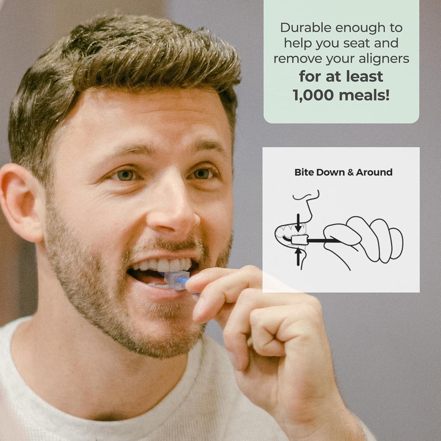 PUL Pack of 1 Reusable 2-In-1 Aligner Seating Chewie & Removal Tool &mdash; Compatible with Invisalign, Removable Braces, Retainers & Trays &ndash; Easy-To-Use Remover & Chew, Dental & Oral Hygiene Care &ndash; White image number 6