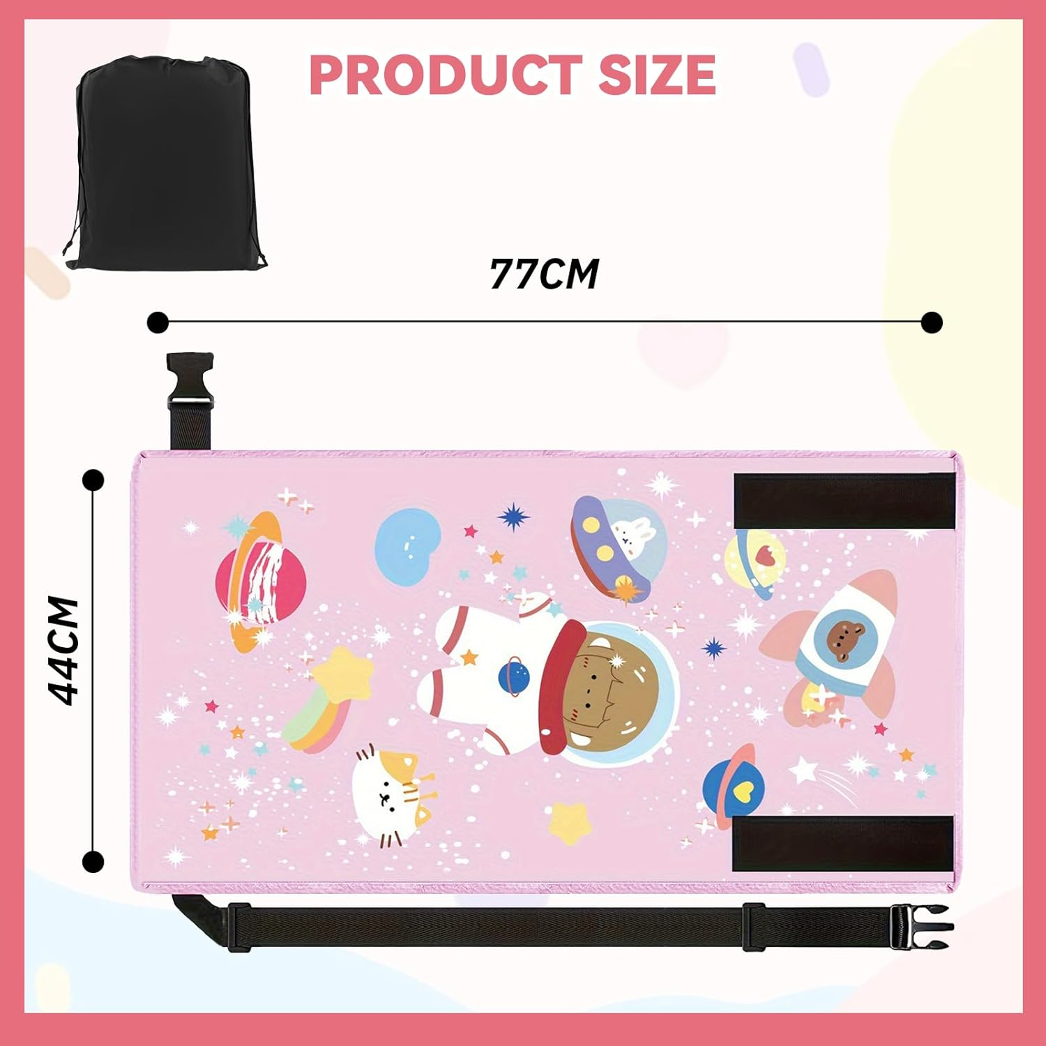 Airplane Travel Bed for Kids Foldable Airplane Bed For77*44Cm Airplane Seat Extender for Travel Waterproof Lightweight Airplane Foot Hammock for All Airplane Seats（Pink） image number 3