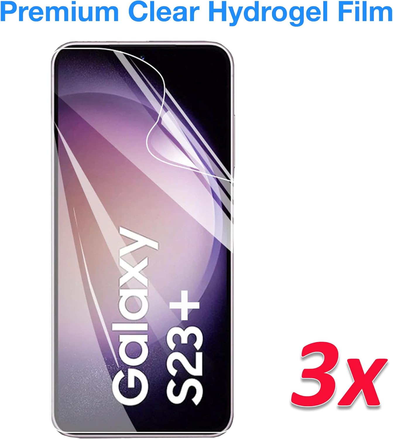 MEZON [3 Pack] Samsung Galaxy S23+ (6.6") Premium Hydrogel Clear Edge-To-Edge Full Coverage Screen Protector Film (Galaxy S23+, Hydrogel) image number 2