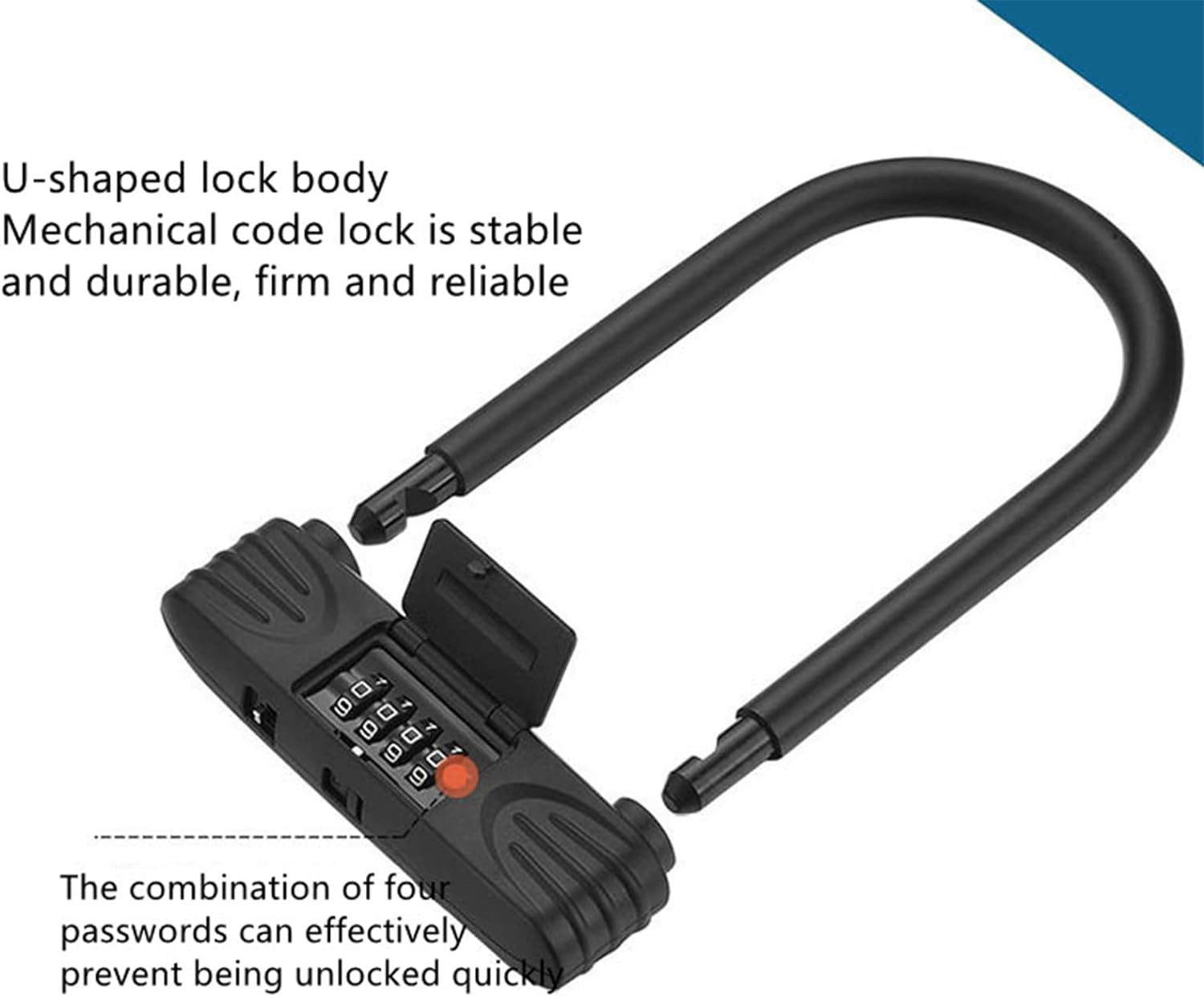 KENRONE Bike Lock,Heavy Duty U Lock, 4 Digit Combination Password Bicycle Lock with U-Lock Shackle, Waterproof Bike U Lock for Home, School, Travel