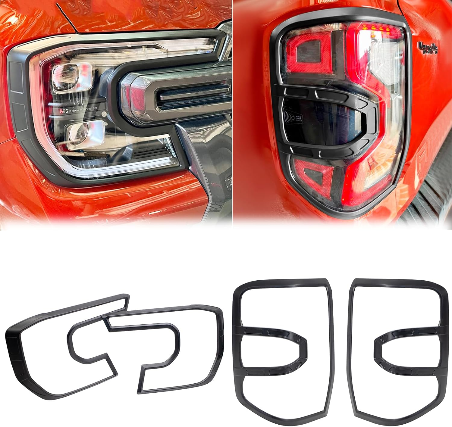 SUERAUTO4X4 Headlight Tail Light Cover Trim for Ford Ranger Next Gen Wildtrak Raptor XLT Sport Platinum 2022 2023 2024 Accessories, Headlight Protector Surround Rear Tail Light Cover Trim Matte Black image number 5