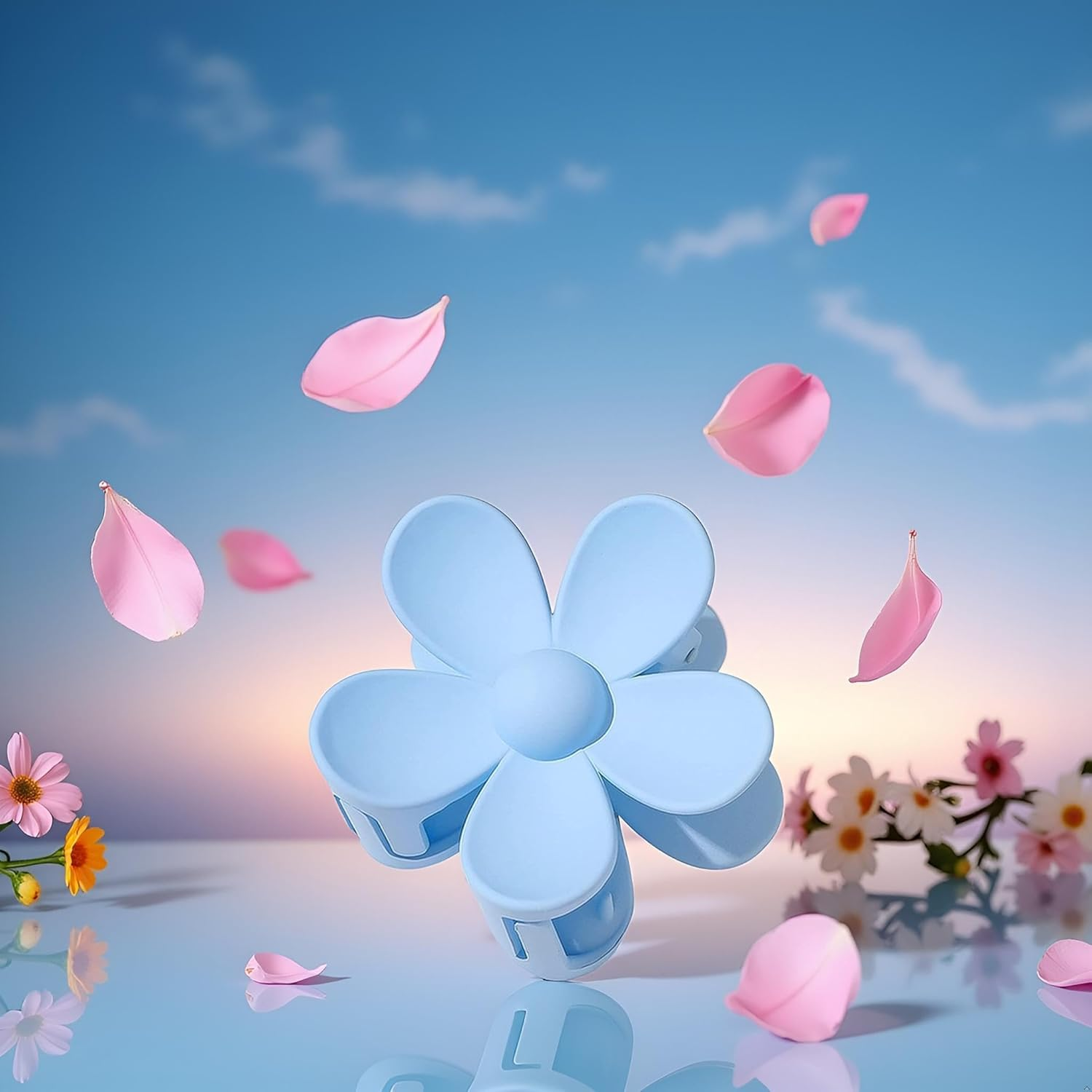 Blue Hair Claw Clips Flower Hair Clips &ndash; Big Cute Claw Clips, Large Hair Clips Strong Hold for Women Thin Hair for Women Thick Hair image number 4