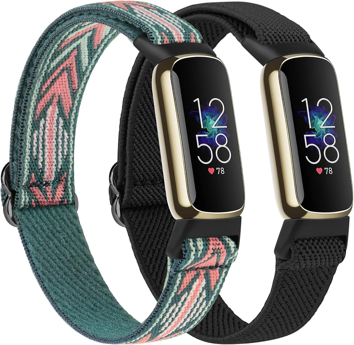 Band Compatible with Fitbit Luxe Bands Women Men, 2 PACK Adjustable Elastic Replacement Wristband Strap for Fitbit Luxe Fitness Tracker