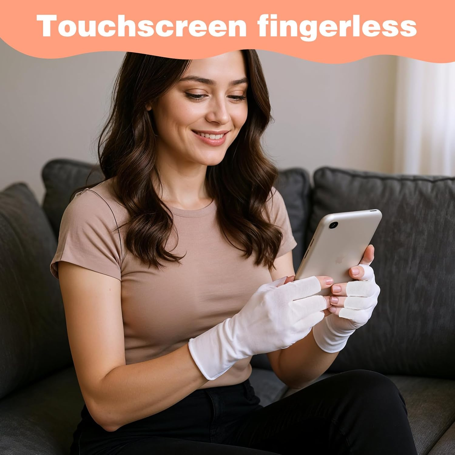 Heclia 8 Pairs White Cotton Moisturizing Gloves Fingerless Touchscreen Moisturizing Gloves for Dry Hands Sleeping, 100% Cotton Quilting Glove, Size M, Eczema Glove for Men and Women 7.09&times;4.33 Inches image number 3