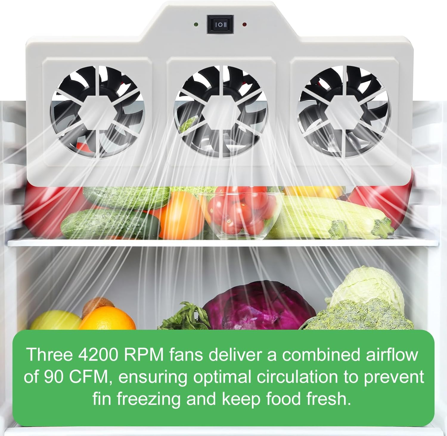 12V RV Refrigerator Cooling Fan RV Fridge Evaporator Fin Fan with Three 2.5" Powered Fans, Adjustable Speed, Prevents Ice, Optional Remote Control, High Airflow, Quiet Operation image number 2