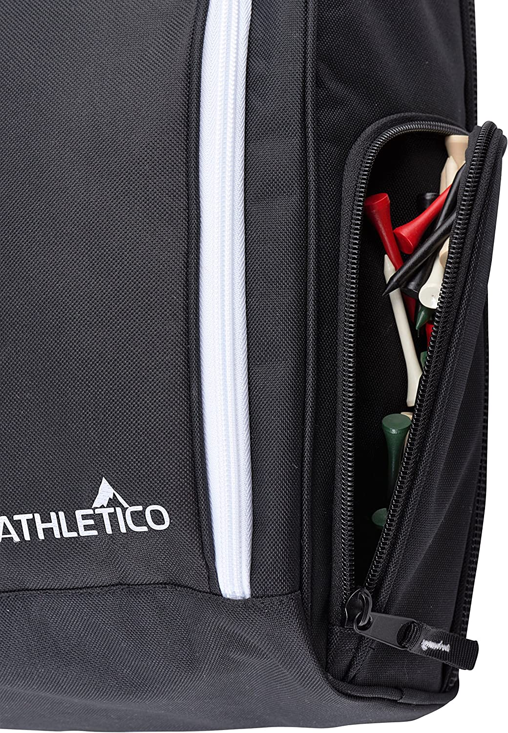 Athletico Golf Shoe Bag - Zippered Shoe Carrier Bags Ventilation & outside Pocket Socks, Tees, Etc. - Black image number 2