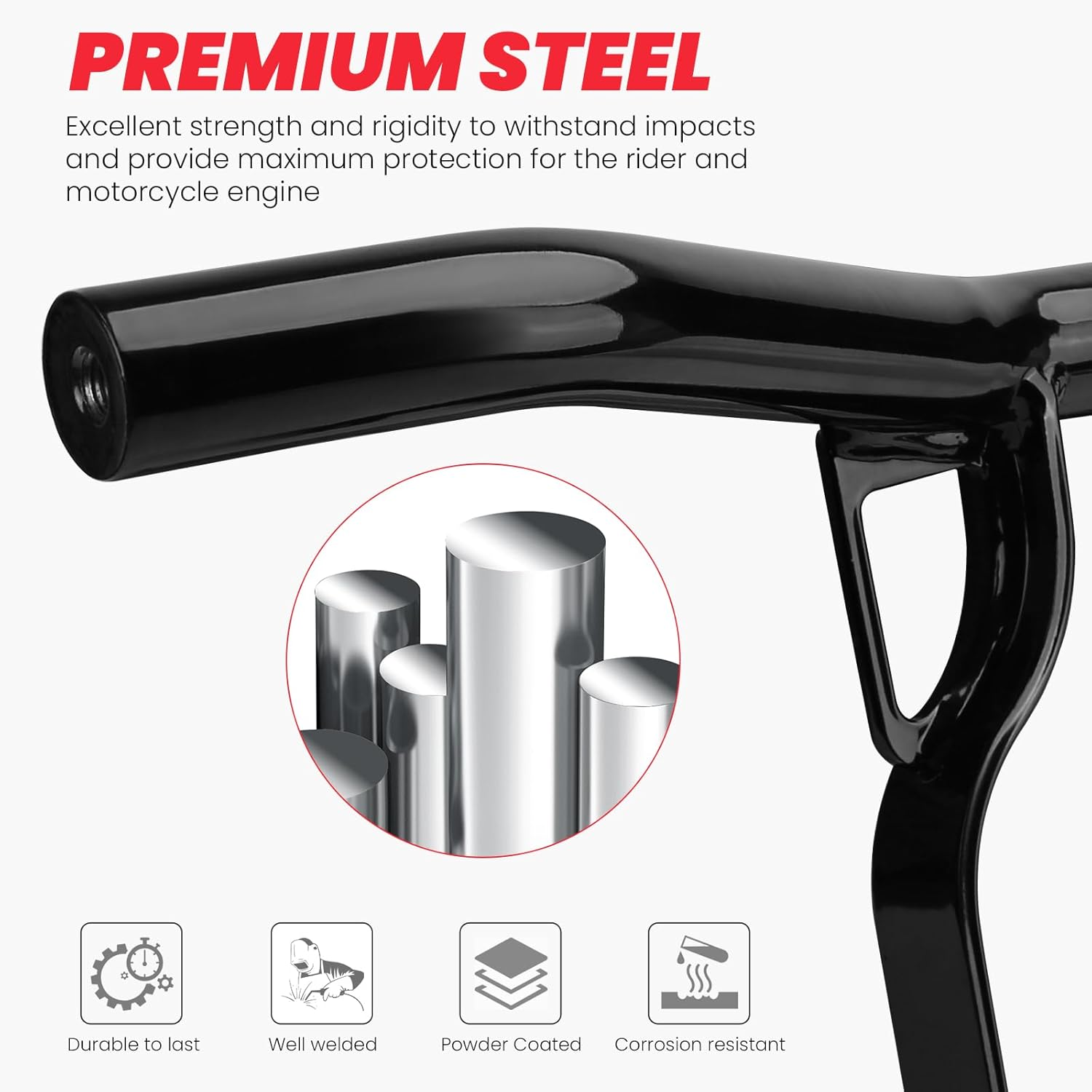 Motorcycle Engine Guard Crash Bar Compatible with Harley Davidson Touring Street Glide Road Glide Road King Electra Glide Ultra Limited Flat Out Bar Black 2014-Up image number 5