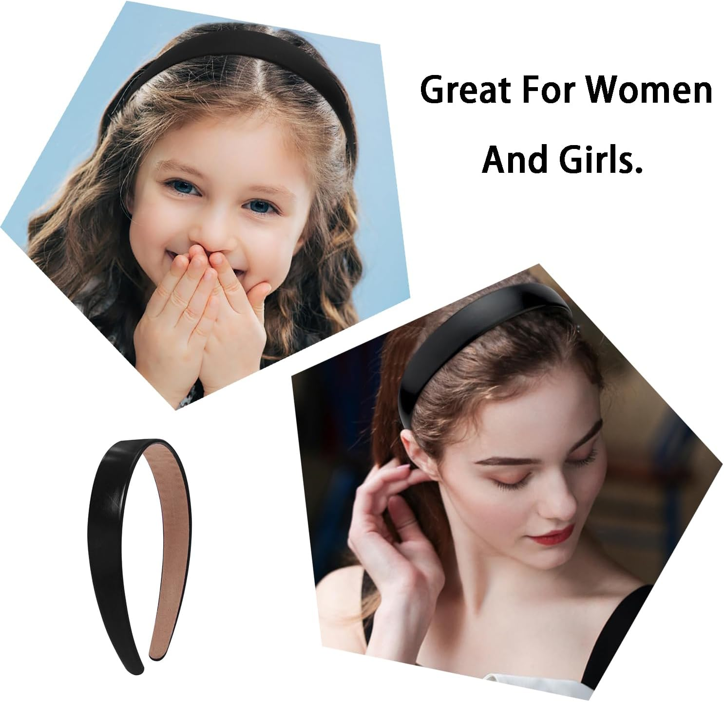 Stylish 1-Inch PU Leather Headband - Wide Padded Headband for Fashion & Comfort | Cute Holiday Hair Accessory | DIY Craft Idea | Elegant Black Design | Versatile Hairstyle Companion image number 4