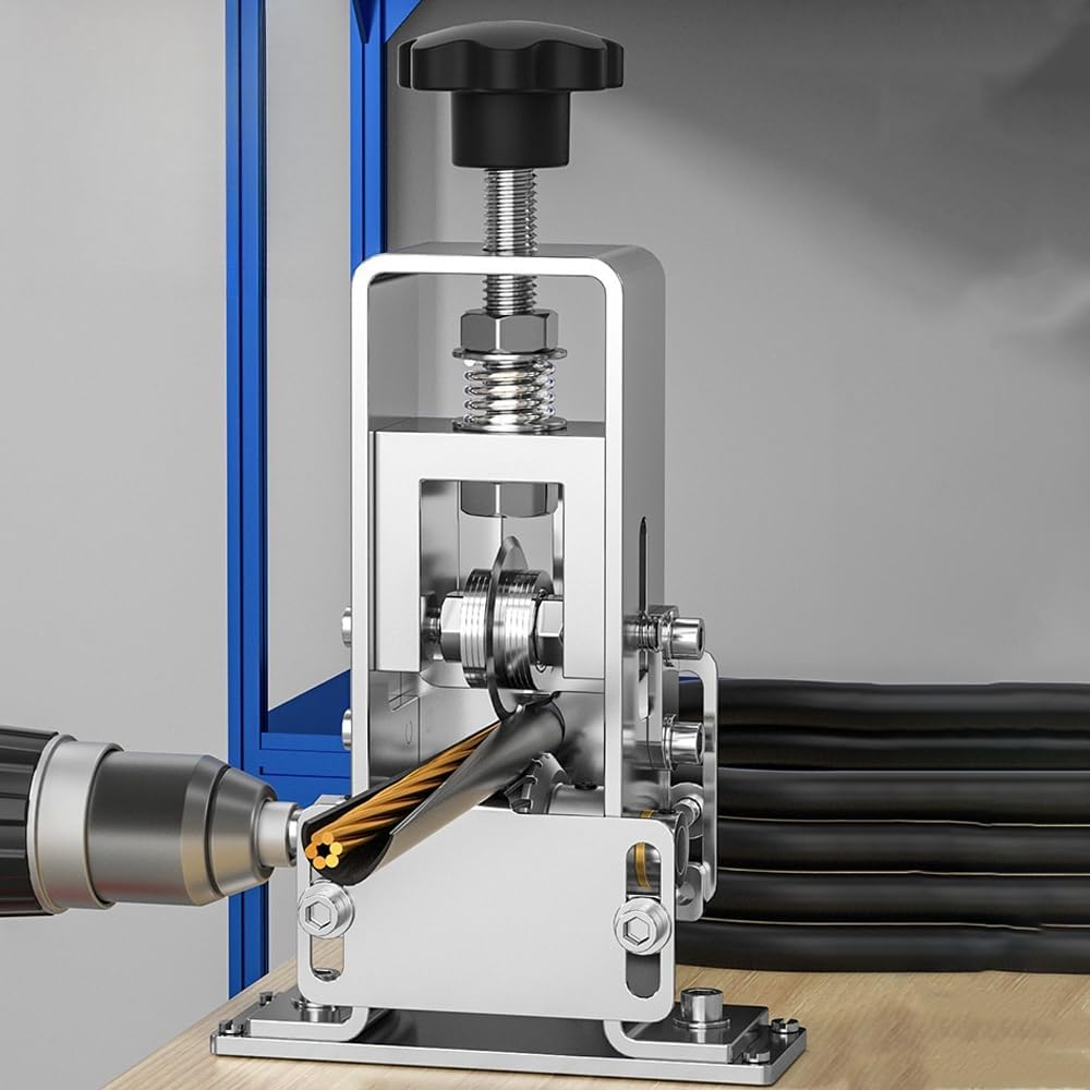 HHWRT Manual Wire Stripper Machine, Scrapping Copper Wire Peeler Machine, Wire Stripping Tool, Portable Frame Wire Peeler Kit, Drill Powered Hand Crank Wire Stripper Tool image number 6