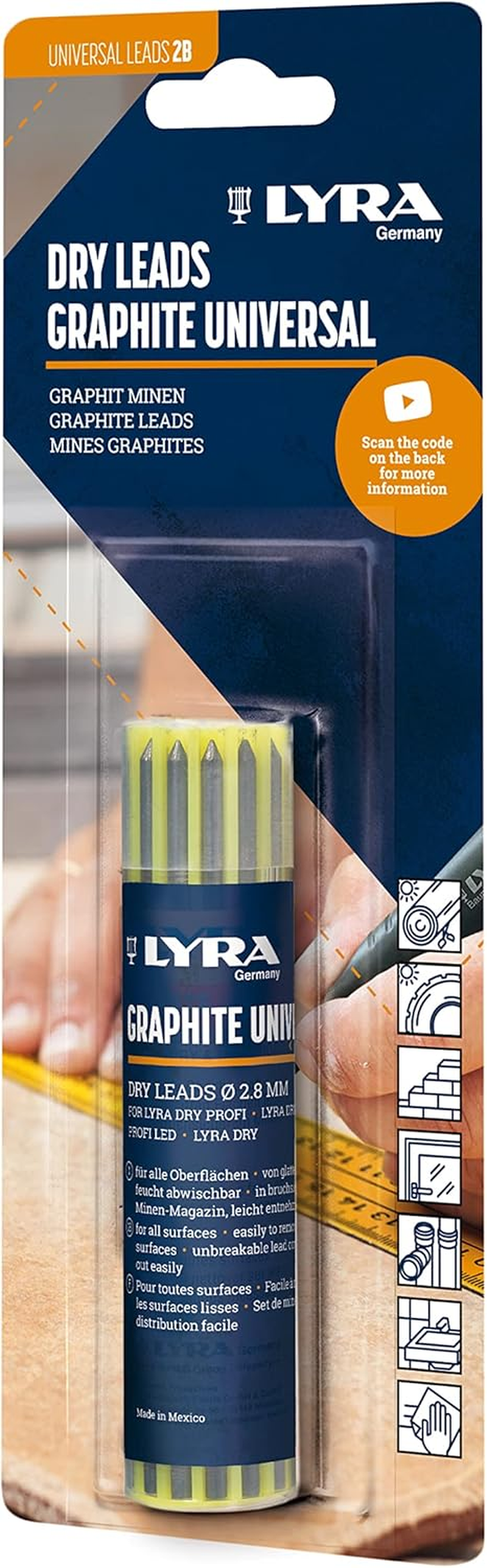 Lyra L4498003 LYRA DRY Blister Refill Set Filled with 12 Universal Graphite Refill in 2B image number 3