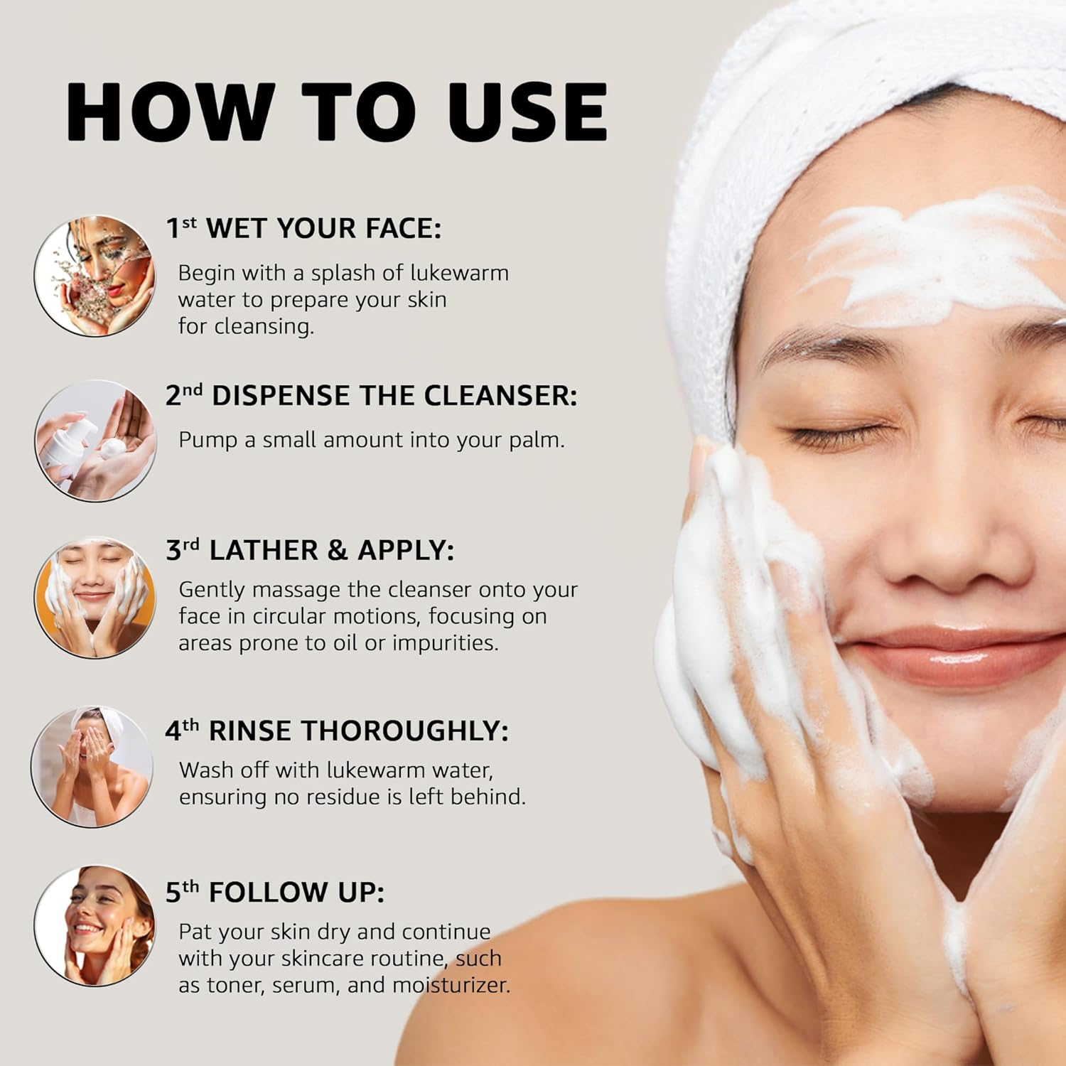 Le Peau Beaut&eacute; Hydra Glow Cleanser &ndash; Hydrating Face Wash with Rice Extract, Green Tea & Niacinamide for Radiant Skin. Gently Exfoliates with Salicylic Acid, Soothes & Repairs with Centella & Panthenol &ndash; Daily Use. image number 4