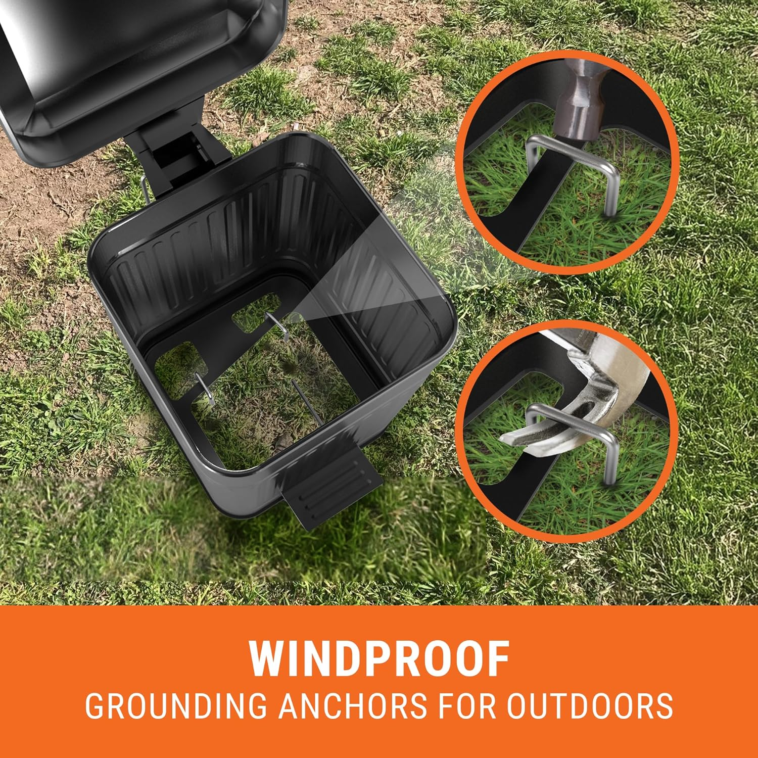 Pupzle Small Dog Poop Trash Can Outside, 1.3 Gal Metal Dog Waste Trash Can, Small Poop Bucket Outdoor with Lid, Poo Container Bin Waterproof Backyard Odor Control, 30 Bags (Black) - Black image number 2