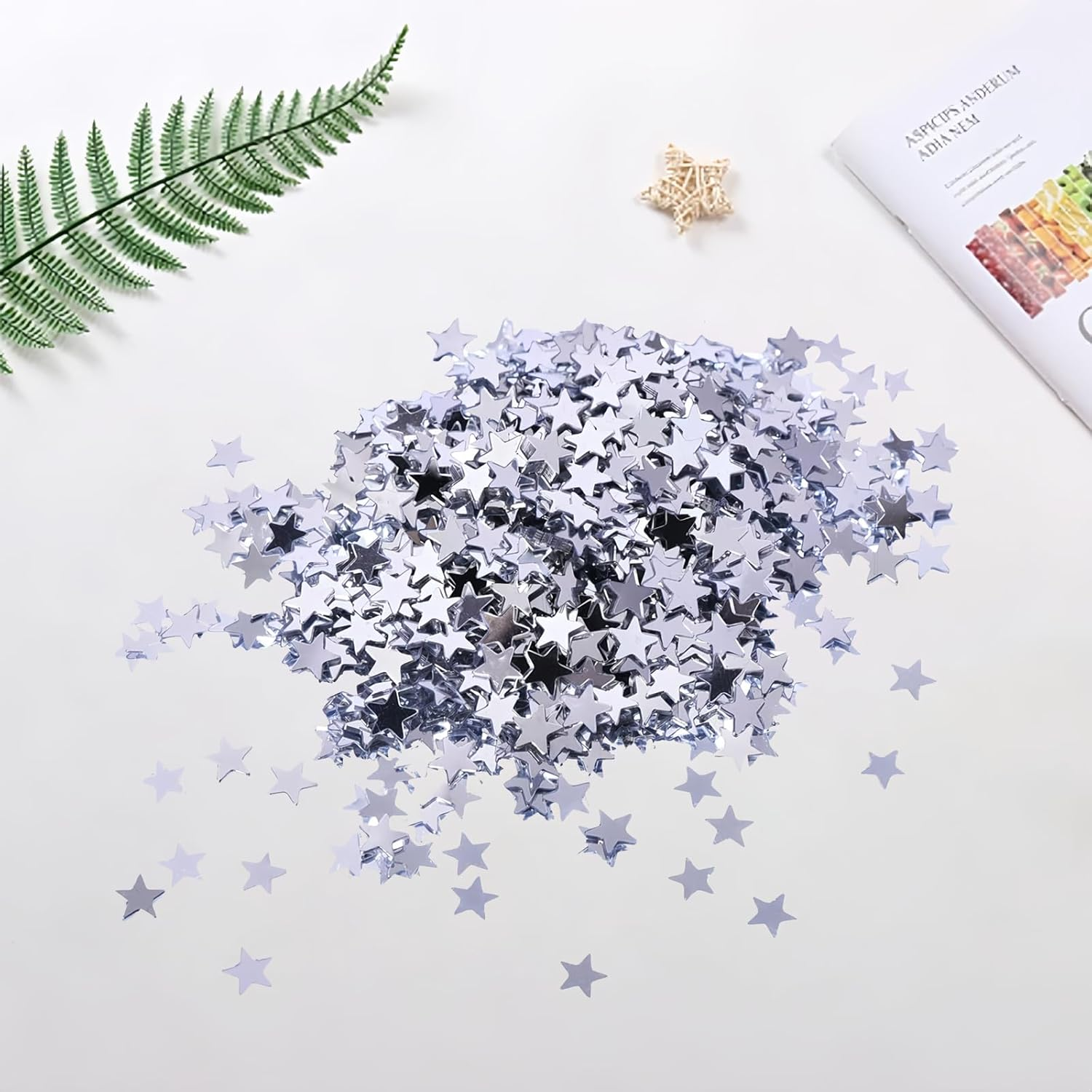 Confetti Glitter, 4000Pcs 30G Plastic Stars Confetti Sparkly Sequins for Nail Art Decorations and Christmas Party Supplies, Silver image number 3