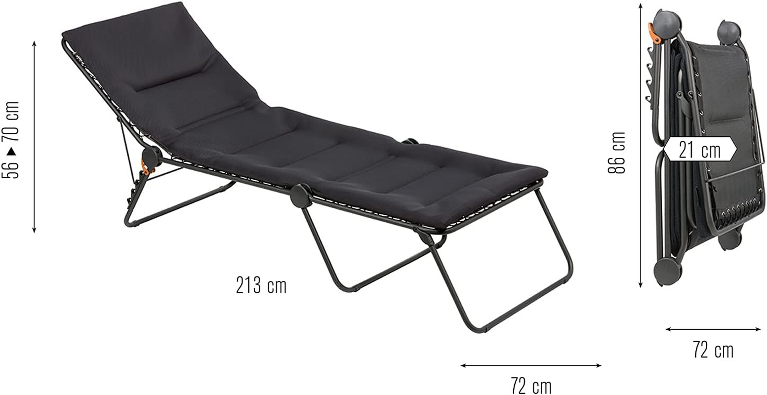 Lafuma Siesta Sunbed Aircomfort (Acier Black) Padded Pool Chaise Lounge W/Steel Tubing image number 3