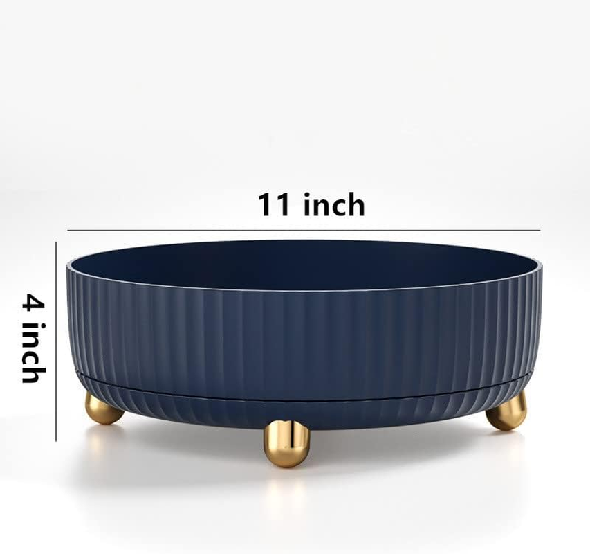 Makeup Perfume Organizer, 360&deg; Rotating Skincare Organizer, Vanity Tray, Spinning Cosmetics Organizer for Dresser, Vanity, Bathroom Countertop, Blue - Blue image number 6