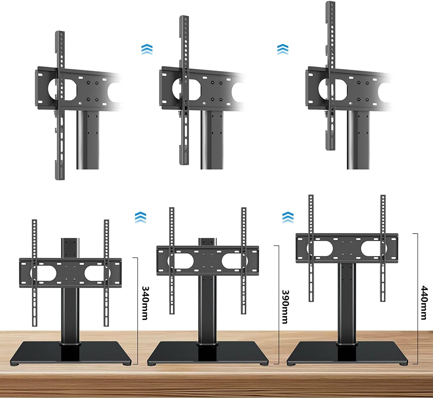 Suptek Universal Cantilever Table Top Pedestal TV Stand with Bracket for 17"-55" Tvs Holds 40Kg Max. VESA 400X400Mm Height Adjustable Mount TS001-02 image number 5