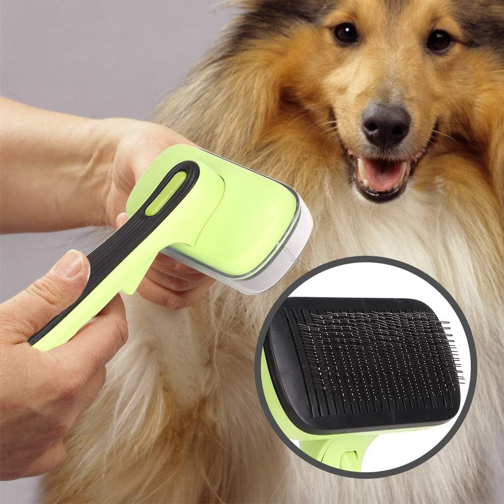 Cat Grooming Comb - Retractable Cat Brush with Release Button for Indoor Cats Shedding, Gently Removes Loose Undercoat - Automatic Cats Self Cleaning Slicker Brushes Tool image number 1