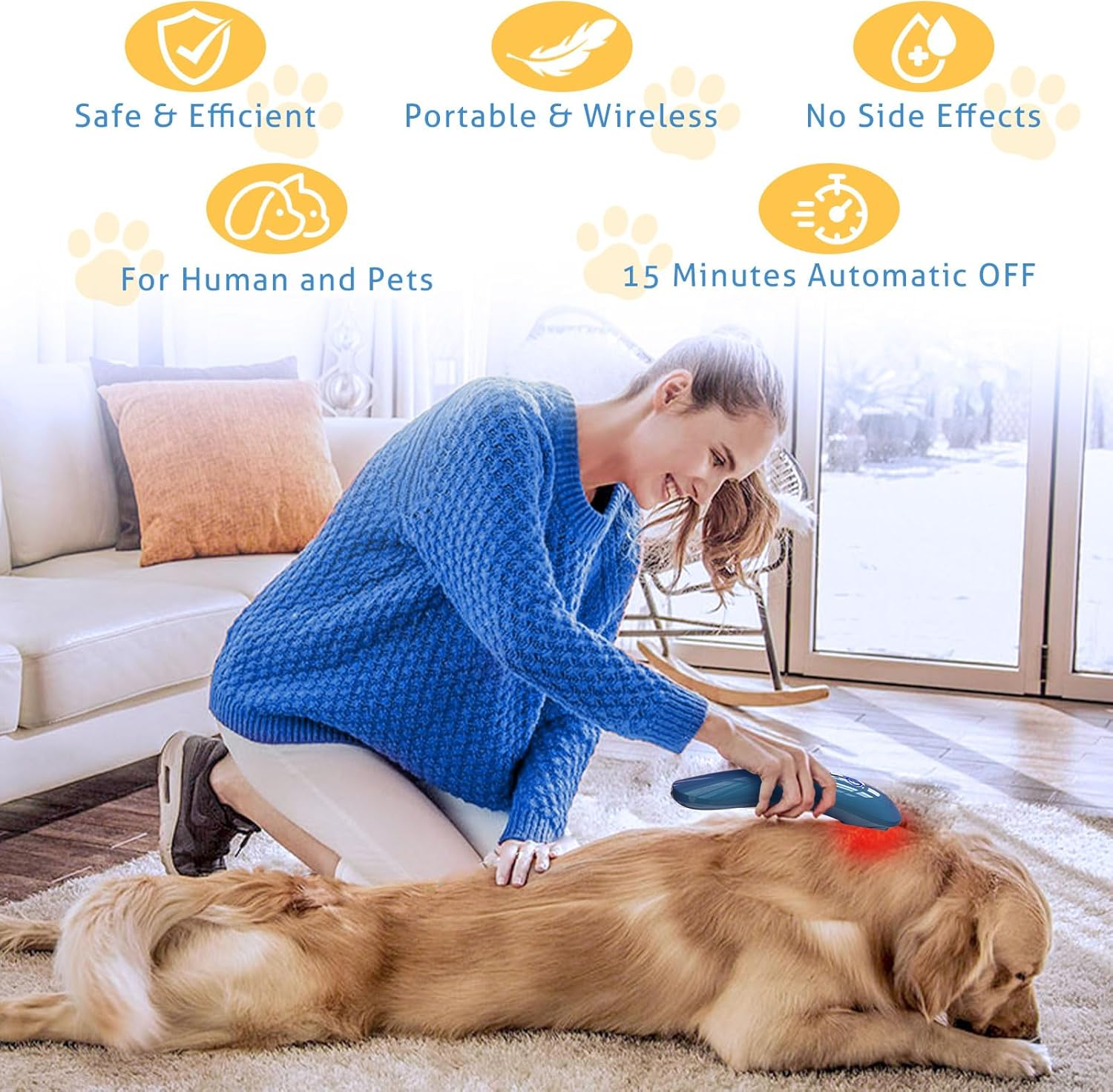 Portable Infrared ed  Ight Device for Dogs, 18 * 620Nm Cold  Aser  Herapy Device for Pets Dogs and Cats, for Injury and Pain elief image number 3