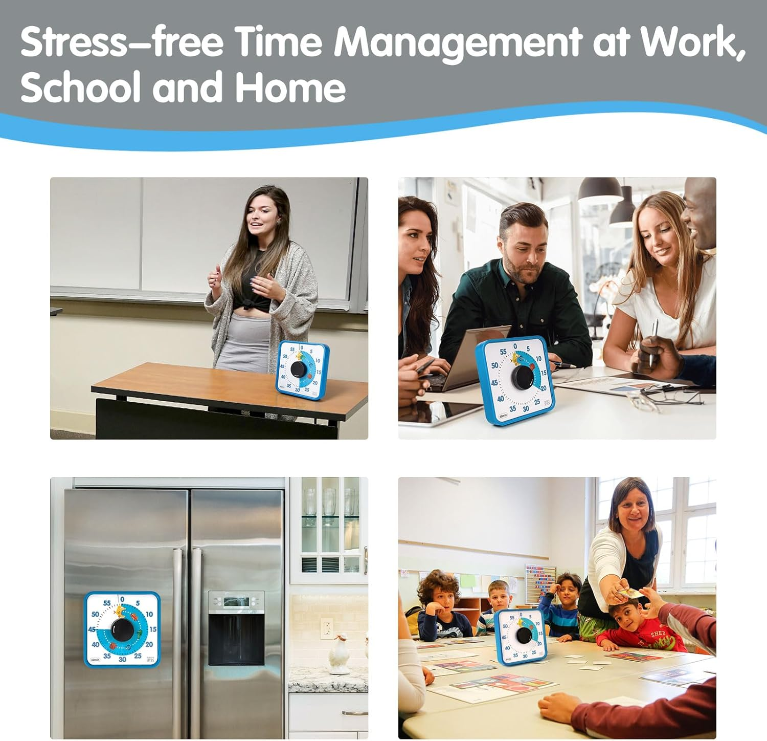 TWENTY5 SEVEN Countdown Timer 7.5 Inch, 60 Minute 1 Hour Visual Timer for Classroom Teaching Tool Office Meeting, Mechanical Countdown Clock for Kids Exam Time Management Magnetic, Blue, Fish Pattern image number 5