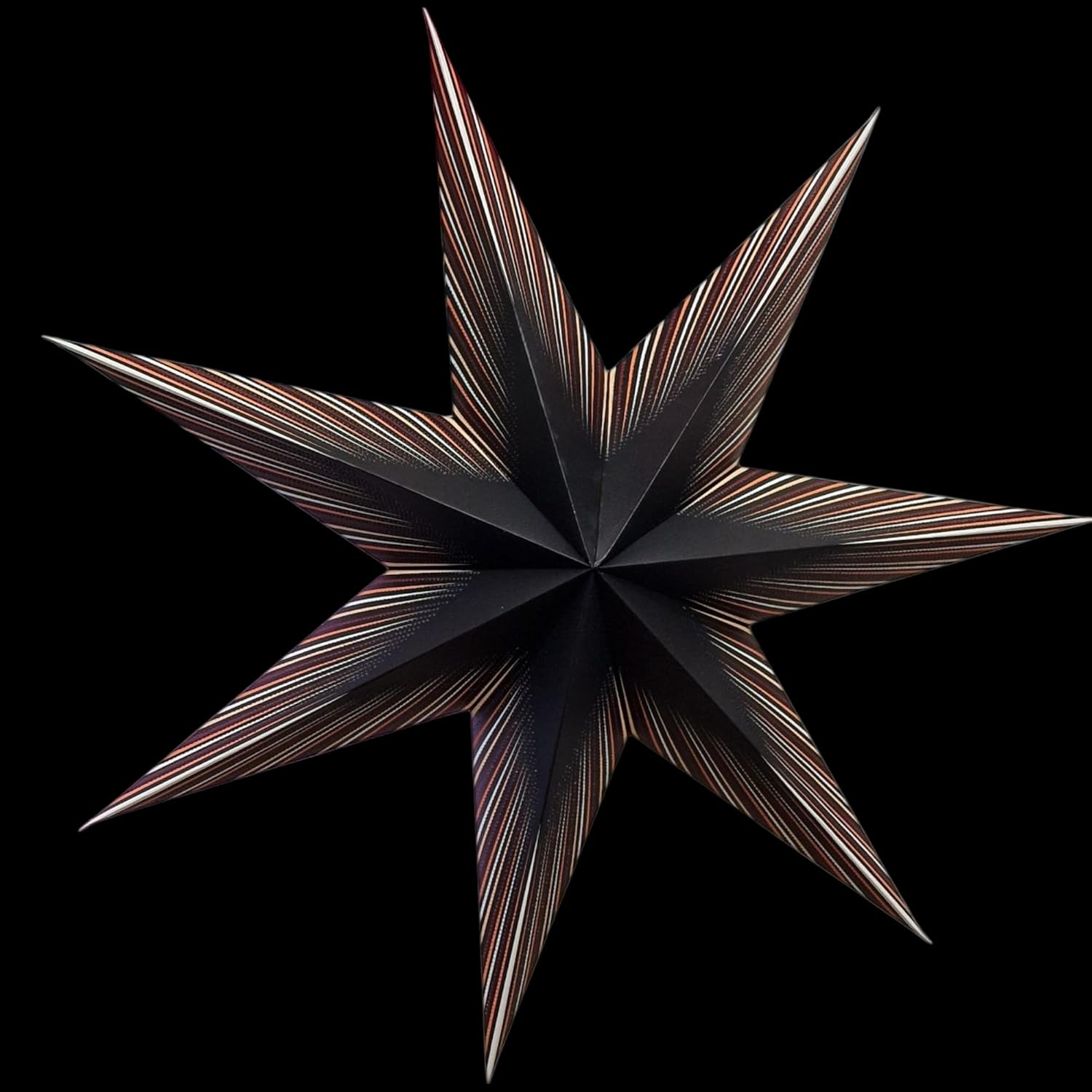 YEPSIO Paper Star Lantern Lampshade, 24 Inch, 7 Pointed Star, Foldable Hanging Decoration for Party, Wedding, Christmas (Black, Multicolour) image number 2