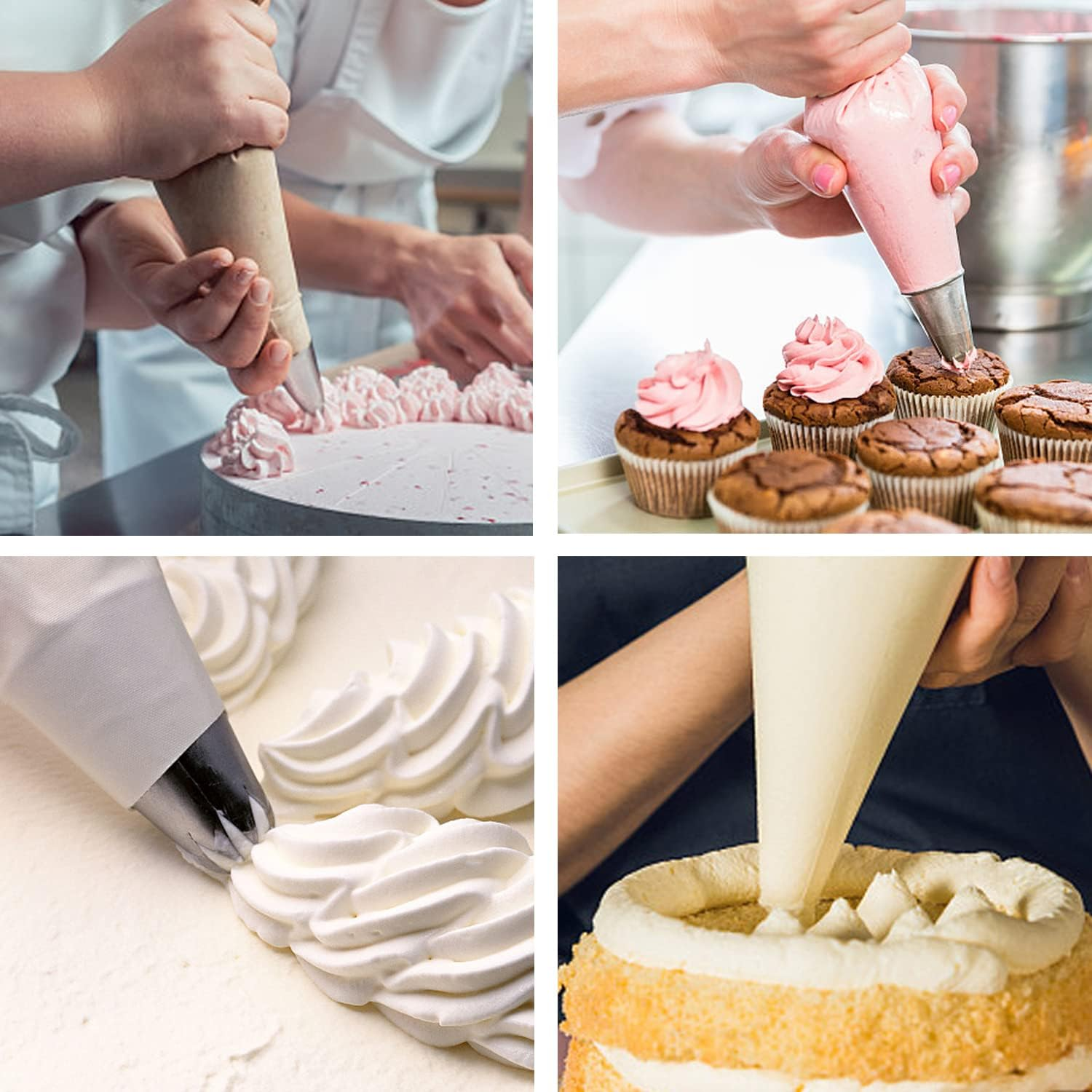 TORMEN Thickened Pastry Piping Bags, 16 Inch Anti-Burst Disposable Icing Cake Decorating Bag(50 Pcs, Clear image number 5