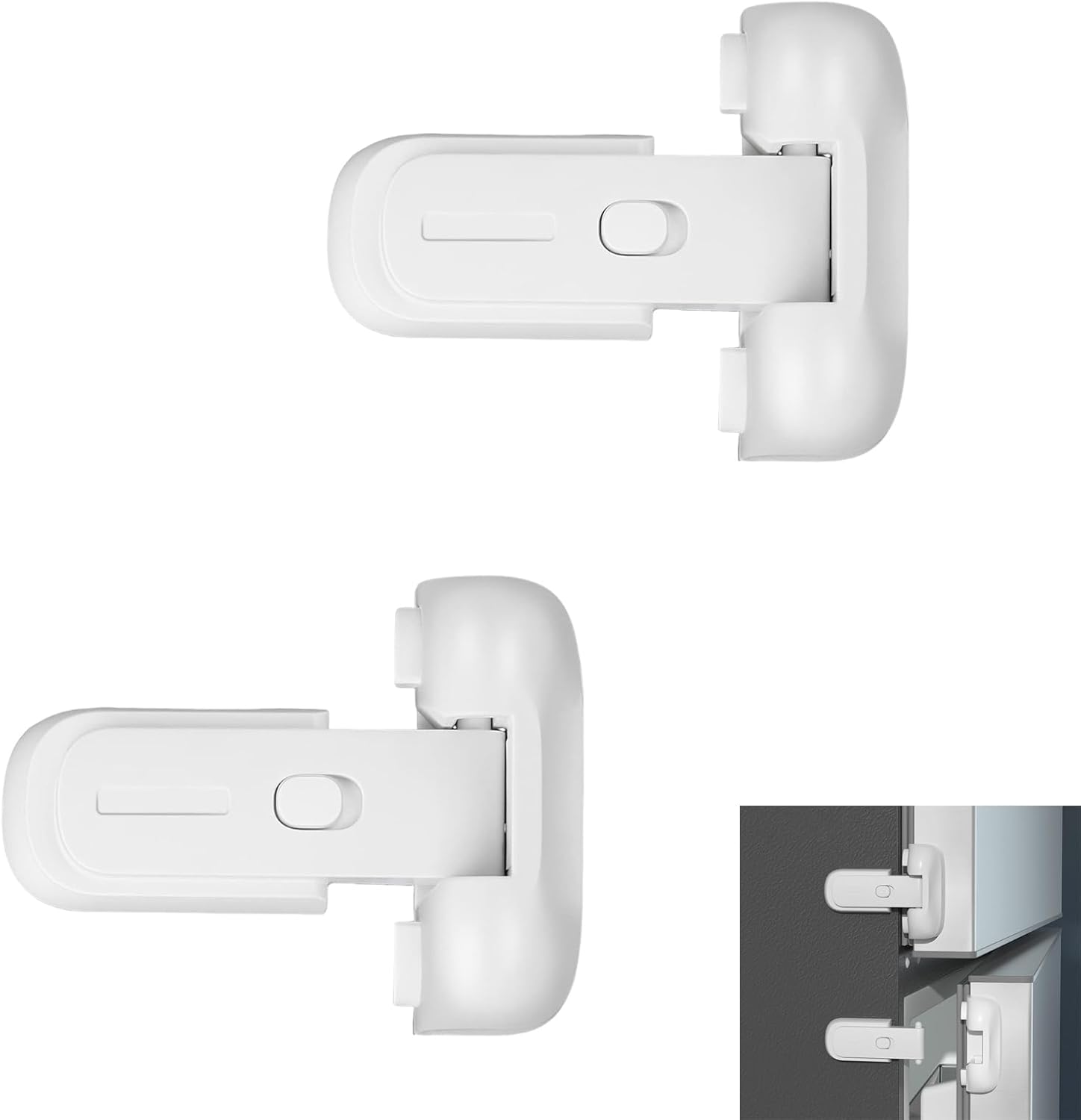 JZS Fridge Freezer Door Lock for Kids, Child Safety Refrigerator Latch, Easy Installation, No Tools Required, 4PCS White